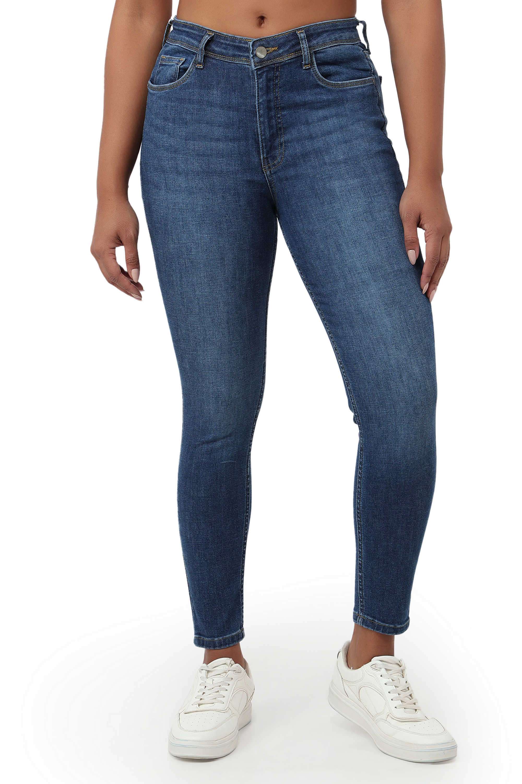 High-Rise-Blended-Fabric-Skinny-Fit-Women-s-Jeans