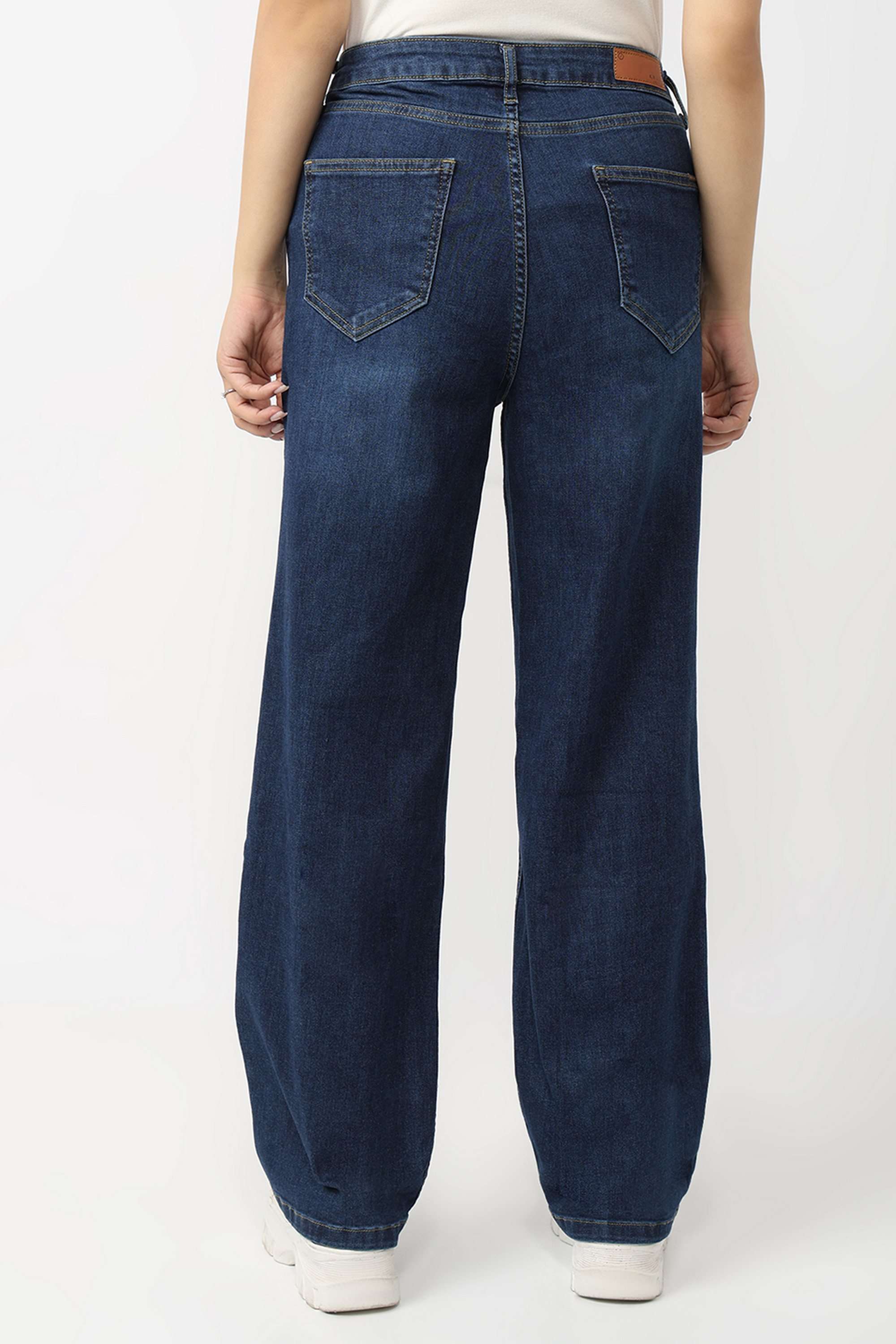 High-Rise-Blended-Fabric-Straight-Fit-Women-Jeans