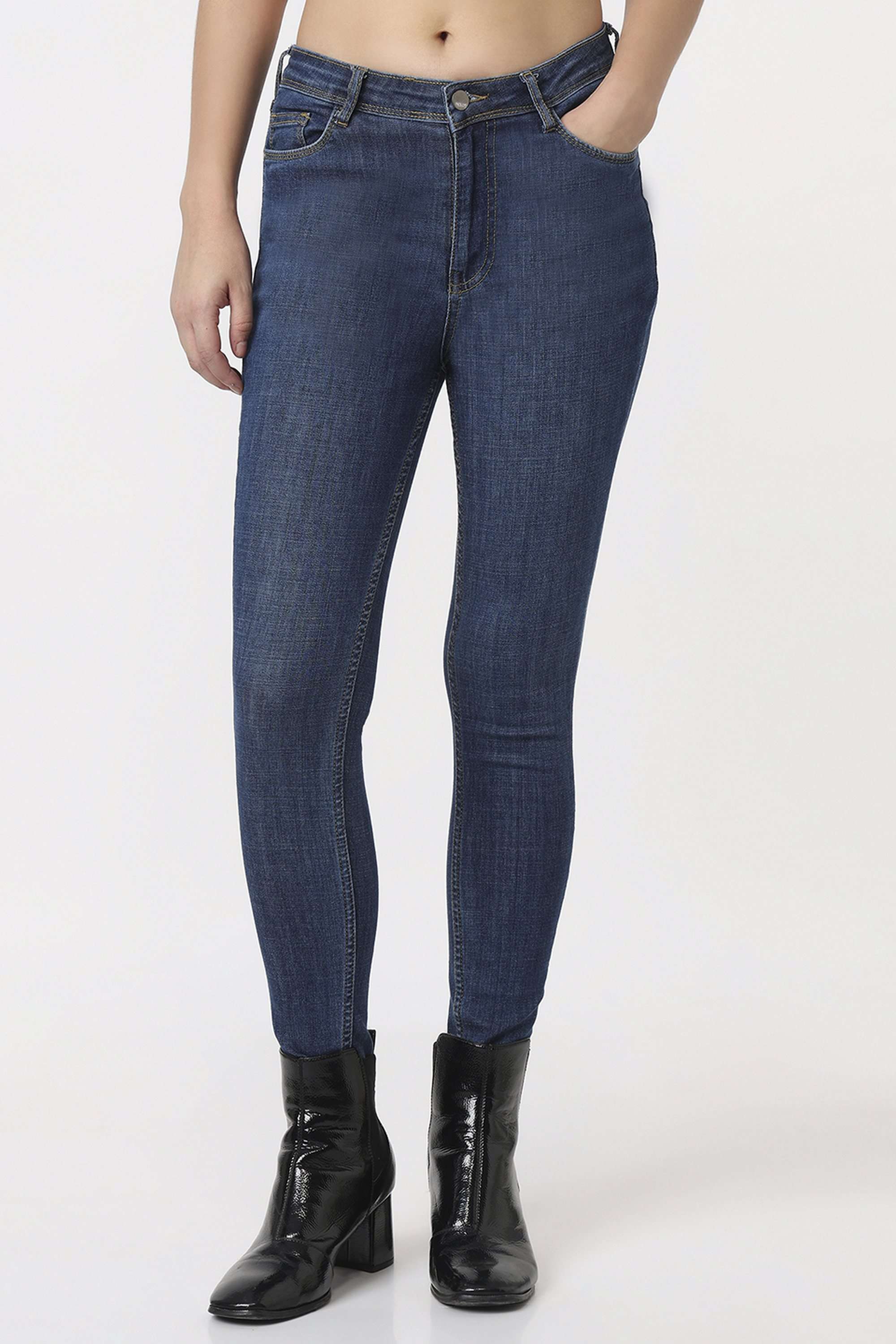 High-Rise-Blended-Fabric-Skinny-Fit-Women-Jeans
