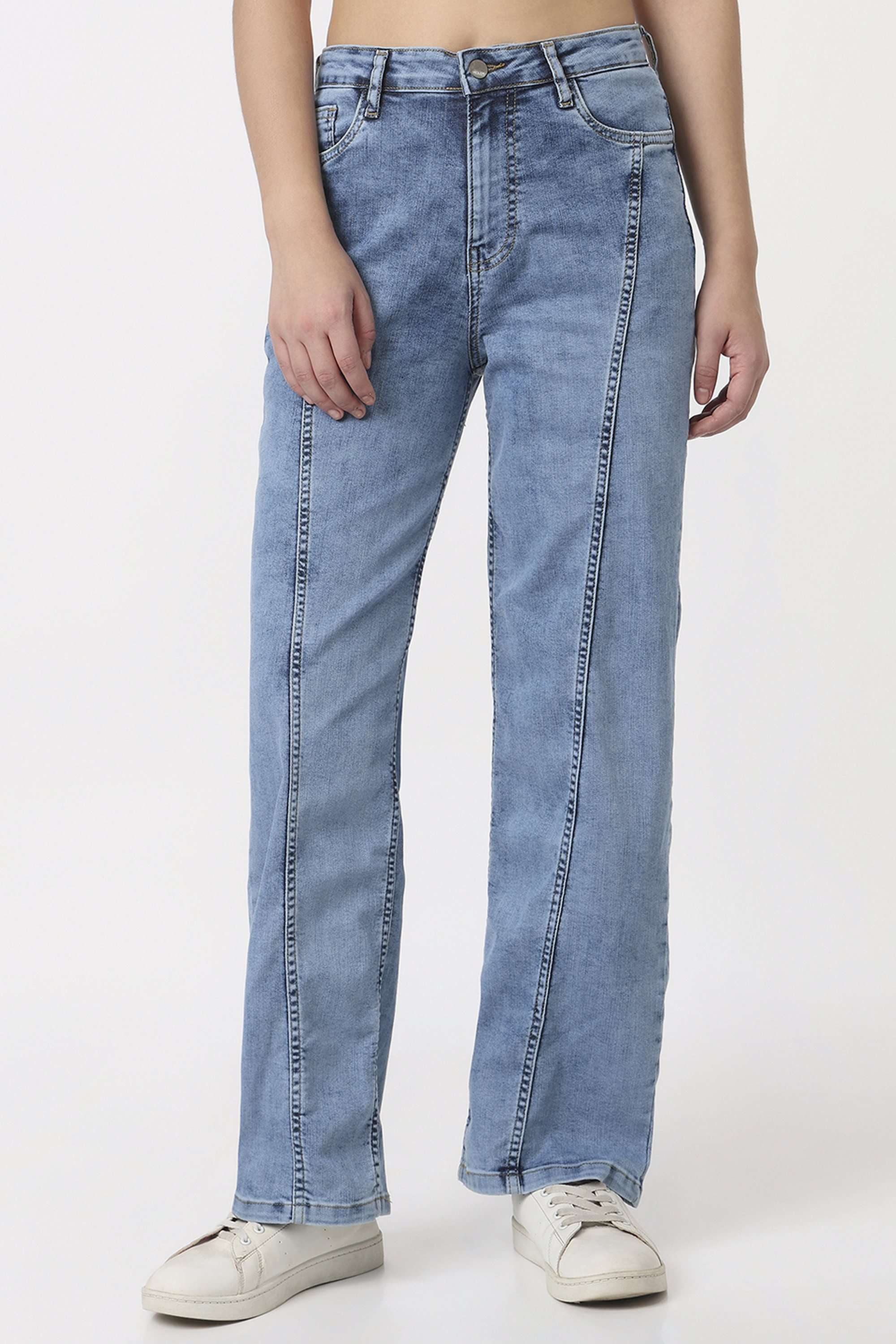 High-Rise-Blended-Fabric-Straight-Fit-Women-Jeans