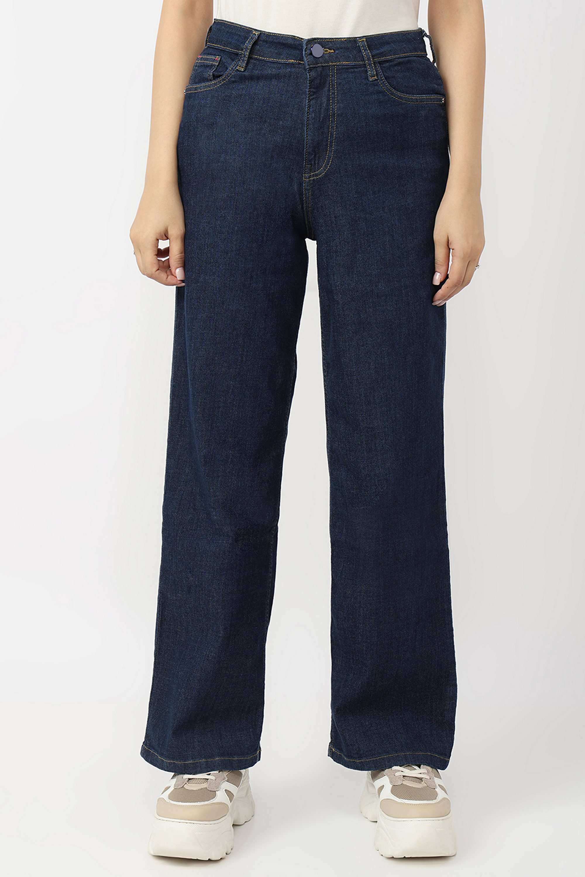 High-Rise-Blended-Fabric-Relaxed-Fit-Women-Jeans