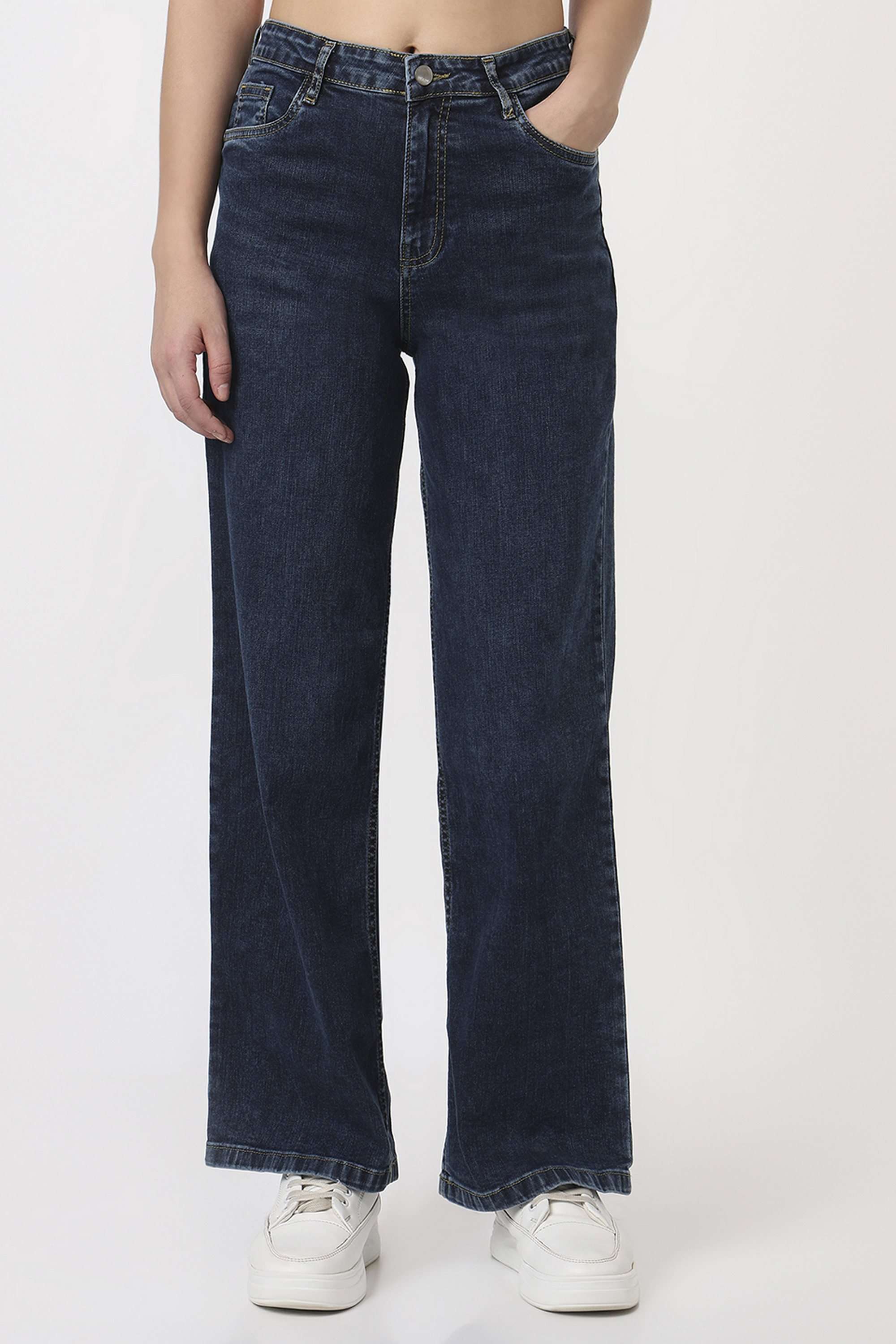 High-Rise-Blended-Fabric-Relaxed-Fit-Women-Jeans