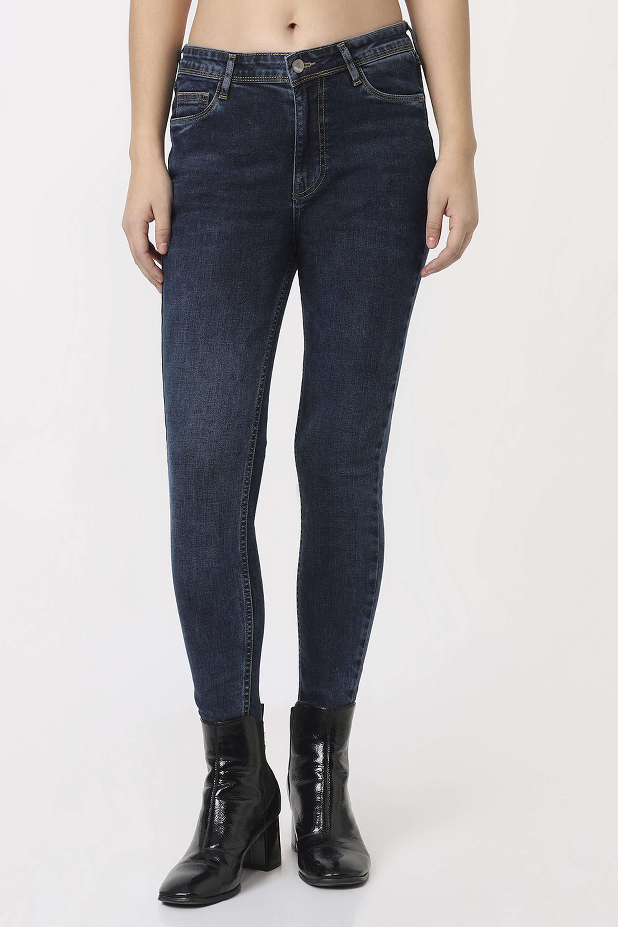 High-Rise-Blended-Fabric-Skinny-Fit-Women-Jeans
