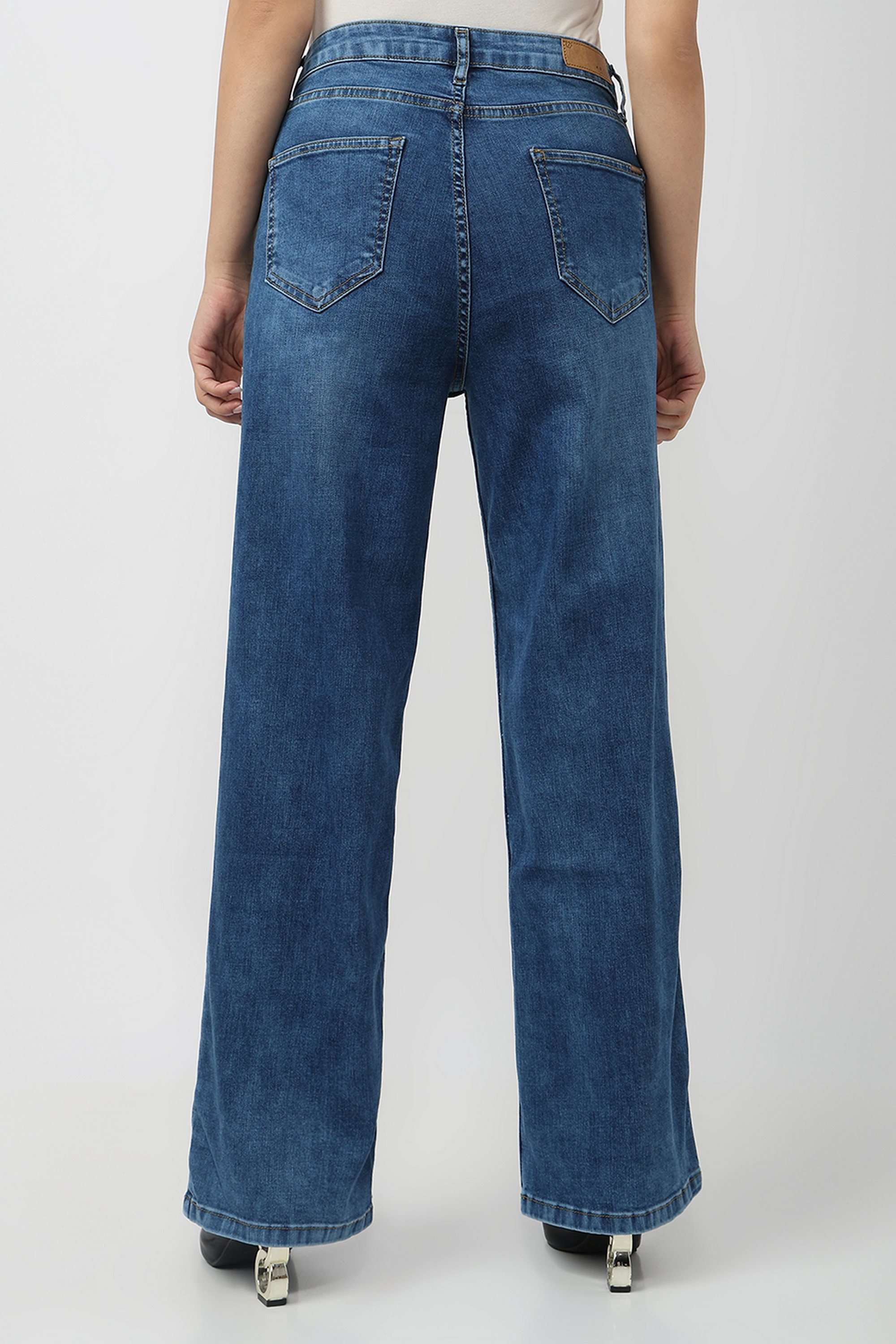 High-Rise-Blended-Fabric-Straight-Fit-Women-Jeans