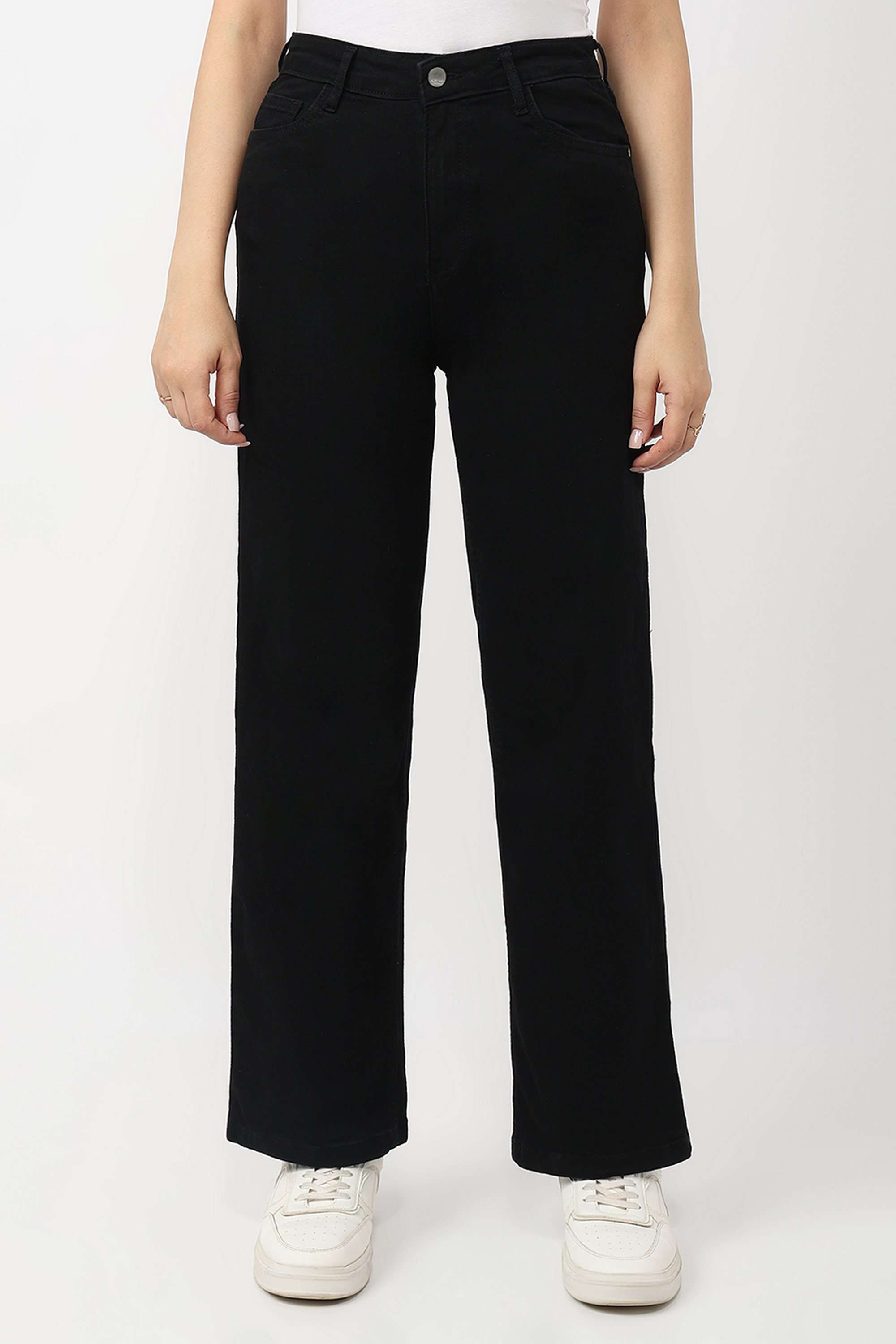 High-Rise-Blended-Fabric-Straight-Fit-Women-Jeans