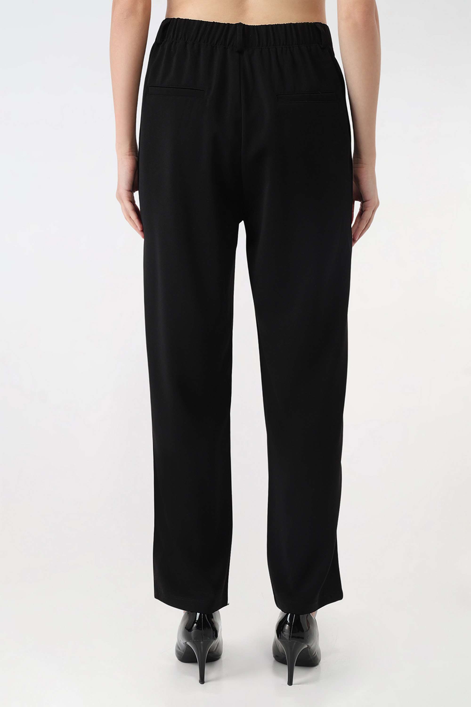 Solid-Straight-Fit-Polyester-Women-Casual-Wear-Trousers