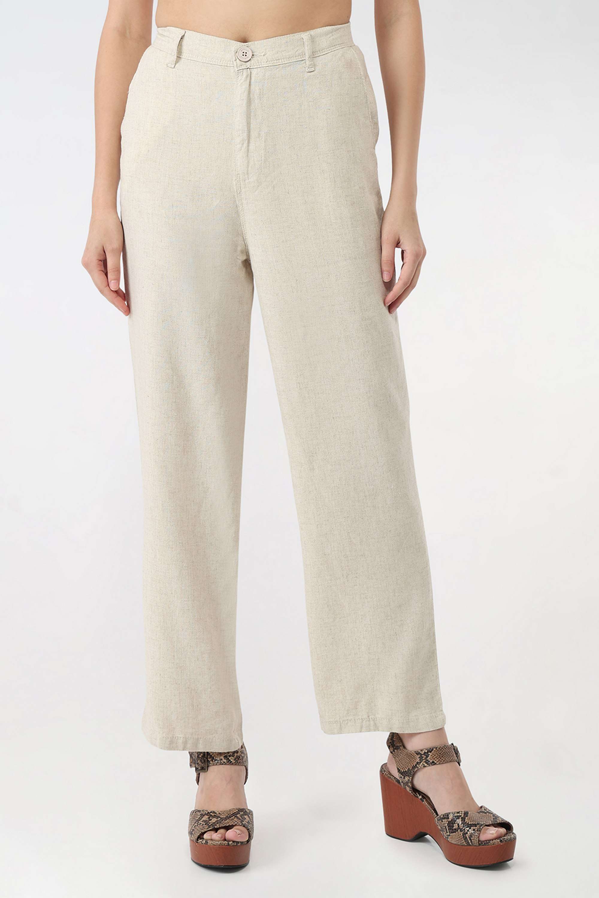 Solid-Straight-Fit-Cotton-Women-s-Casual-Wear-Trousers