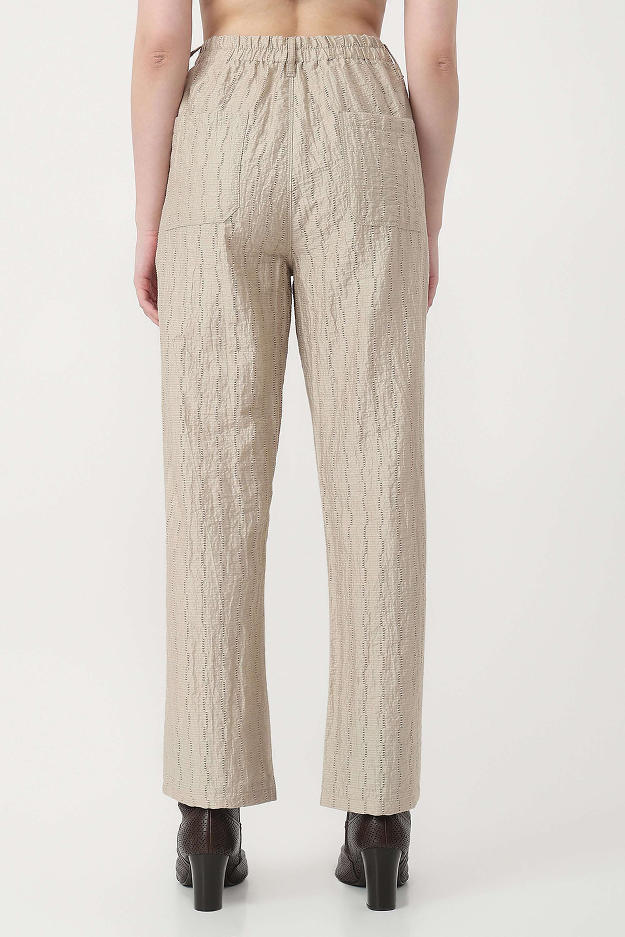 Solid-Straight-Fit-Blended-Fabric-Women-s-Casual-Wear-Trousers