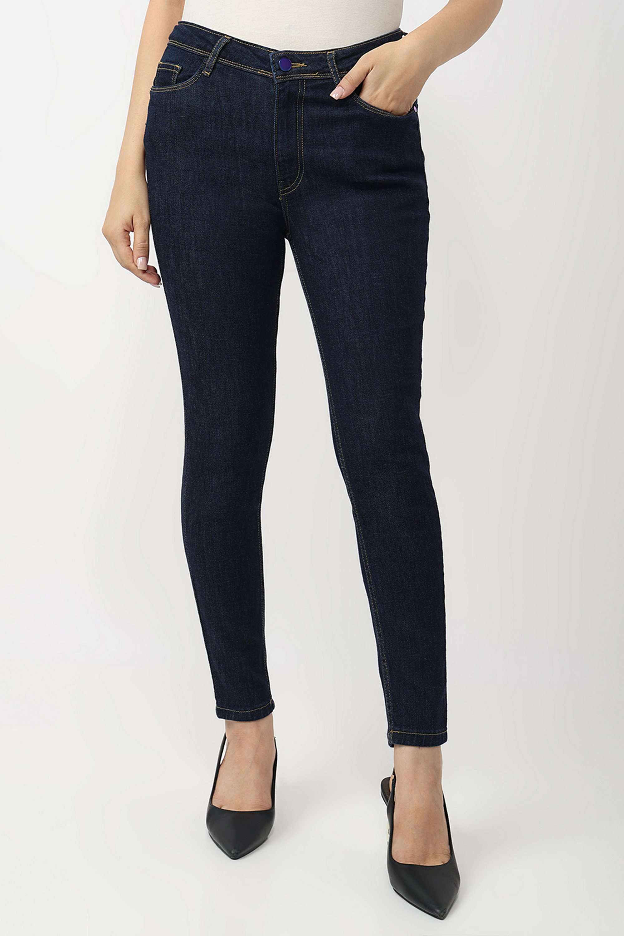 High-Rise-Blended-Fabric-Skinny-Fit-Women-Jeans
