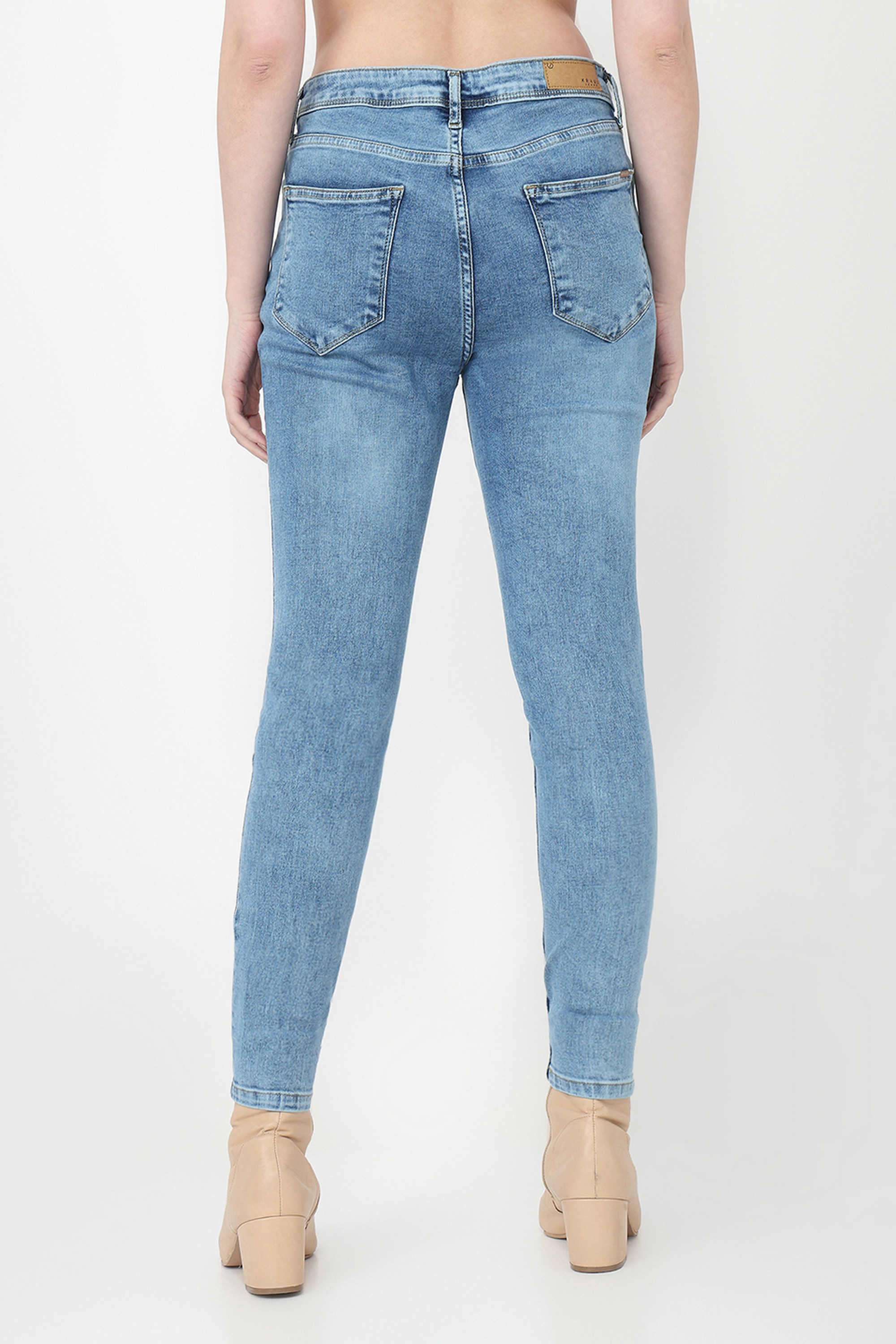 High-Rise-Blended-Fabric-Skinny-Fit-Women-s-Jeans