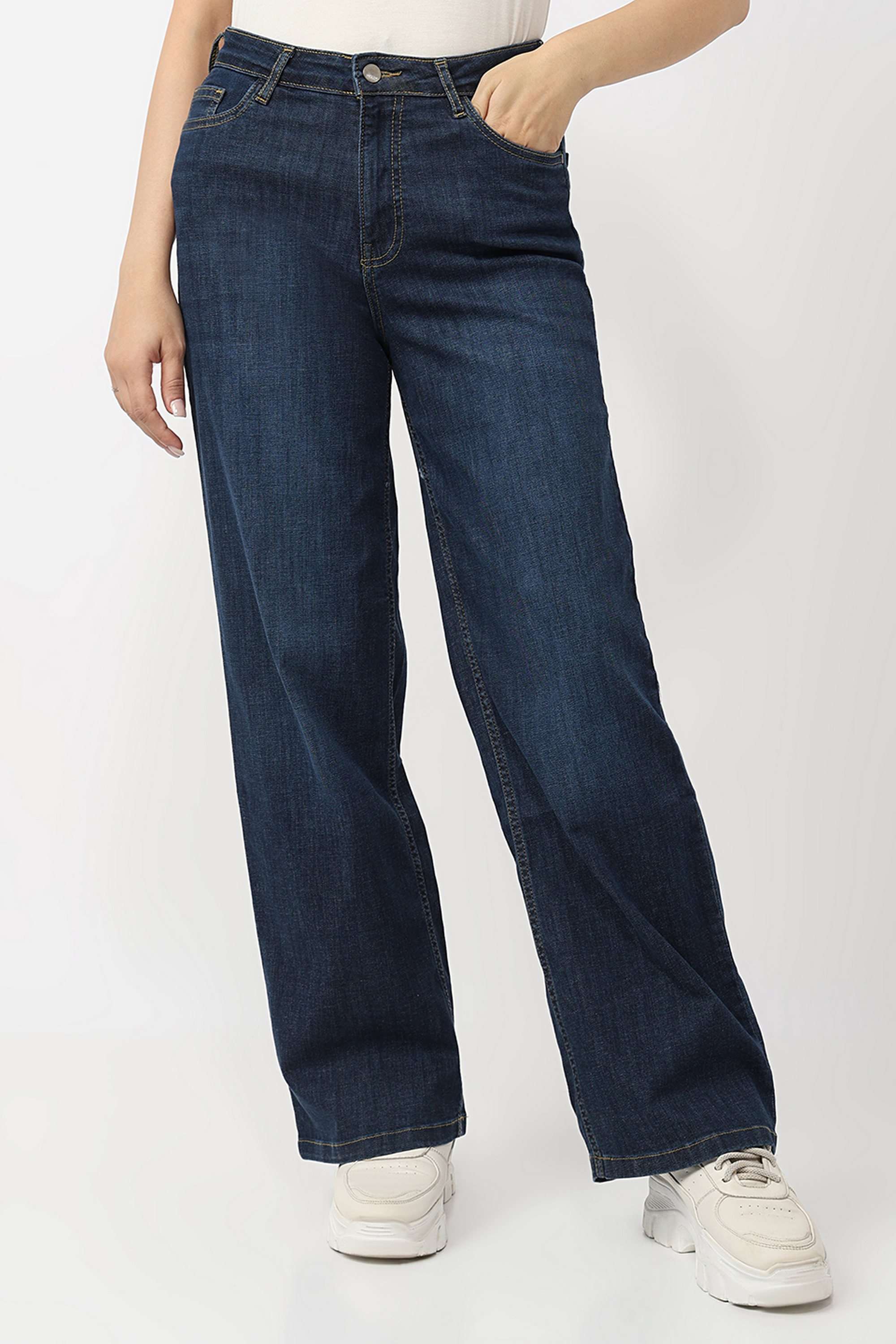 High-Rise-Blended-Fabric-Relaxed-Fit-Women-Jeans