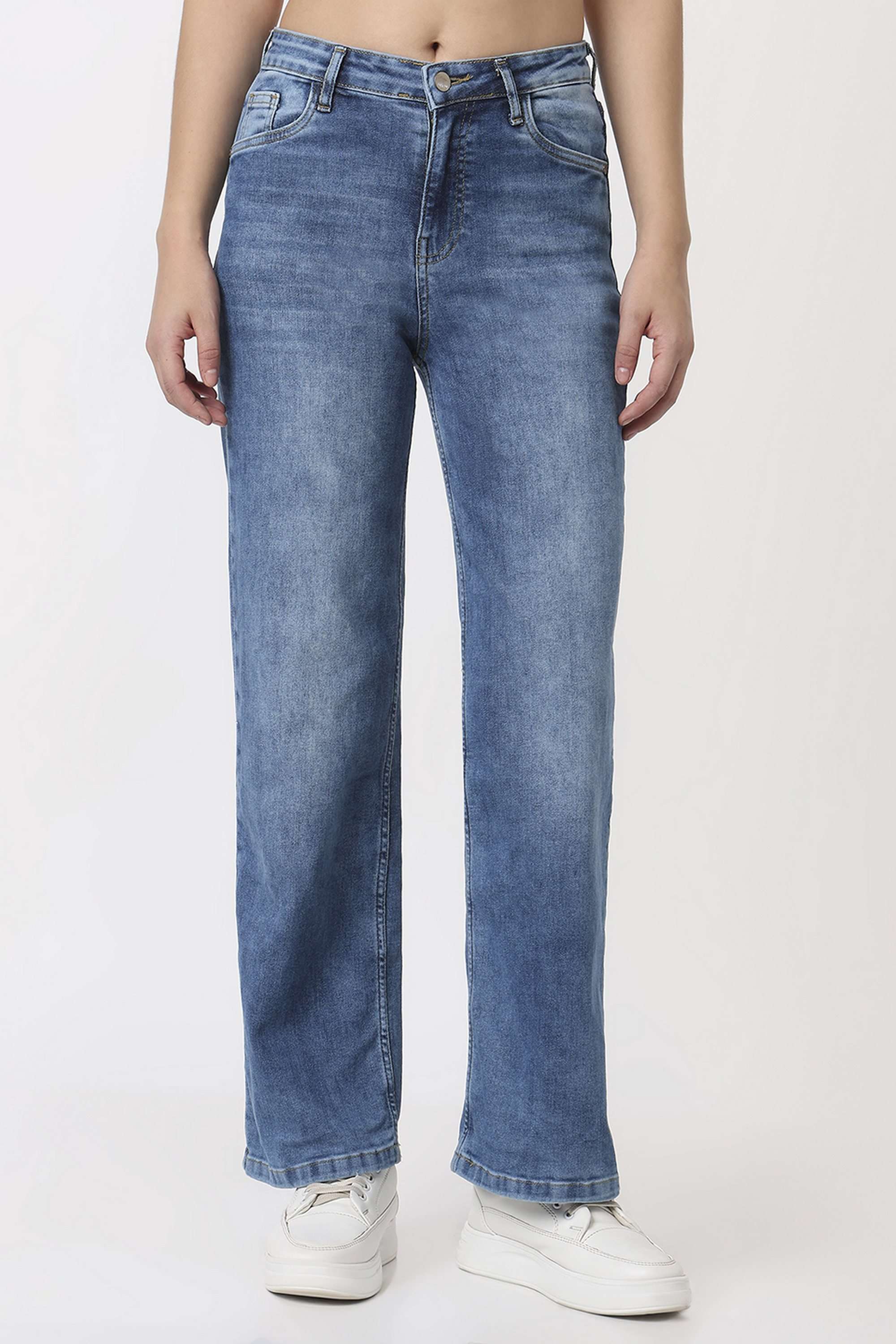 High-Rise-Blended-Fabric-Relaxed-Fit-Women-Jeans
