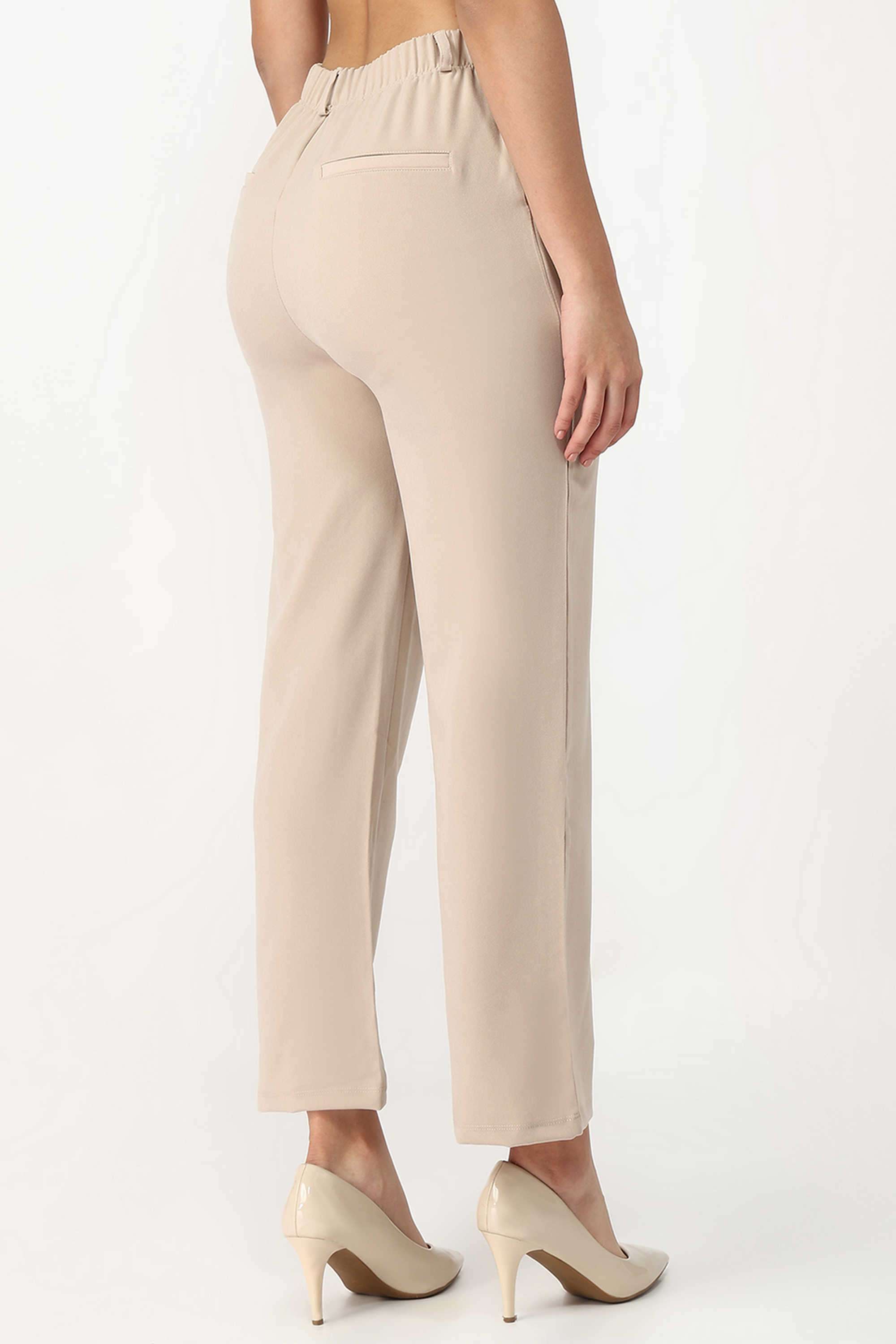Solid-Straight-Fit-Polyester-Women-s-Casual-Wear-Trousers
