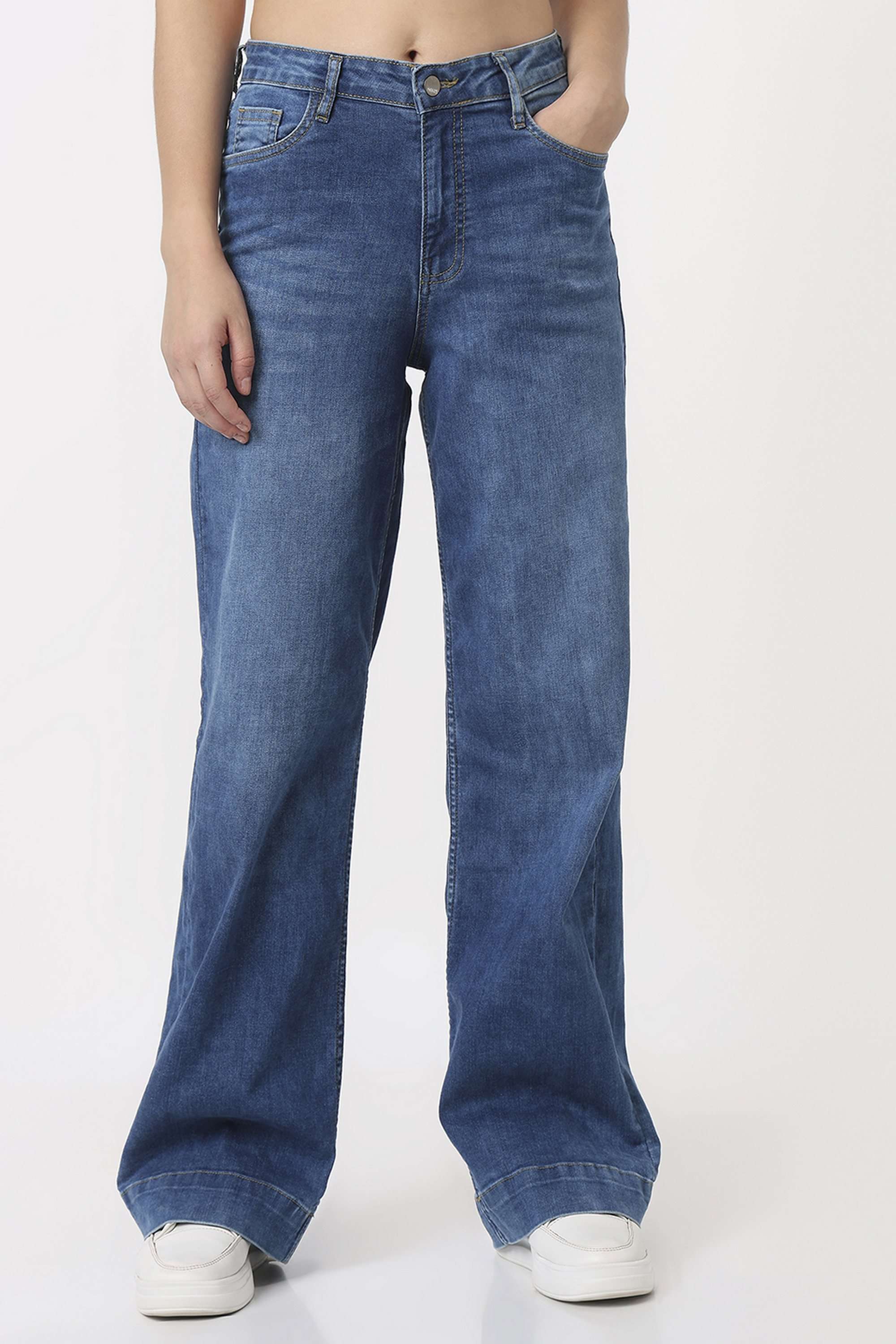 High-Rise-Blended-Fabric-Relaxed-Fit-Women-Jeans