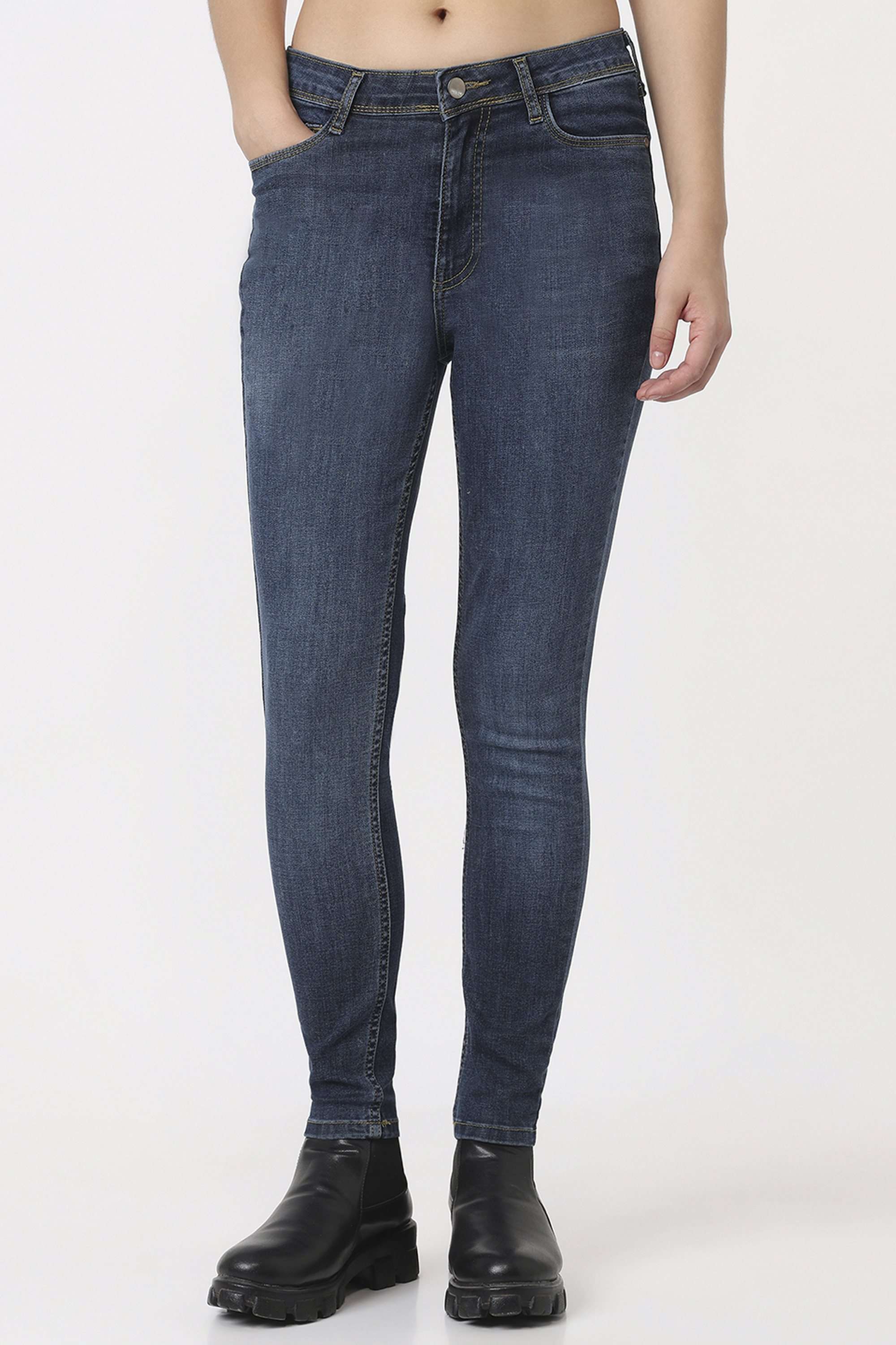 High-Rise-Blended-Fabric-Skinny-Fit-Women-Jeans