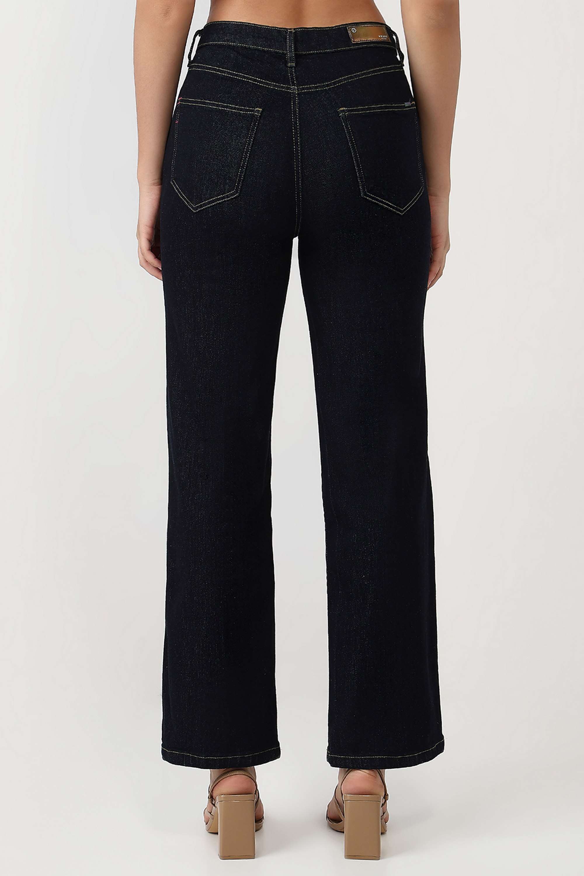 High-Rise-Blended-Fabric-Straight-Fit-Women-s-Jeans