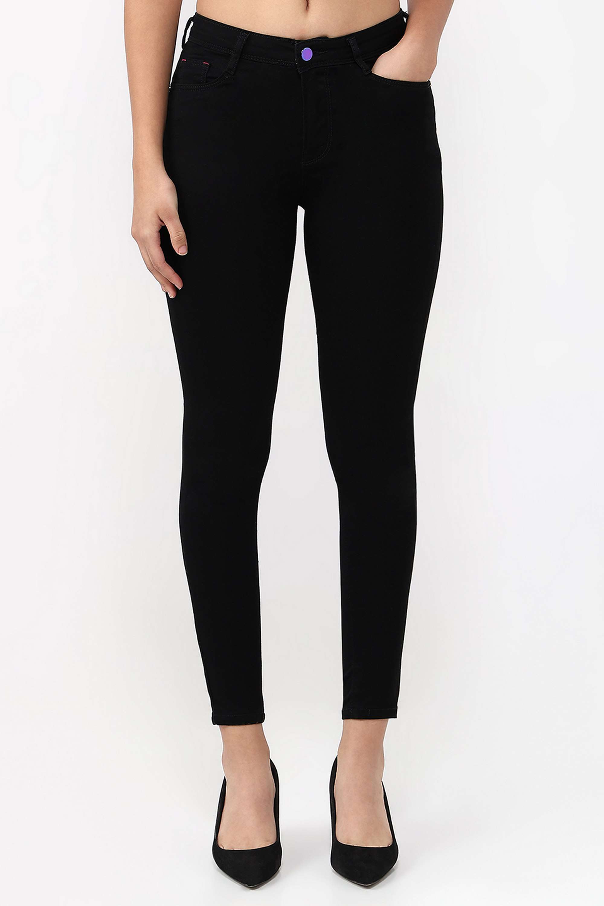 High-Rise-Blended-Fabric-Skinny-Fit-Women-s-Jeans