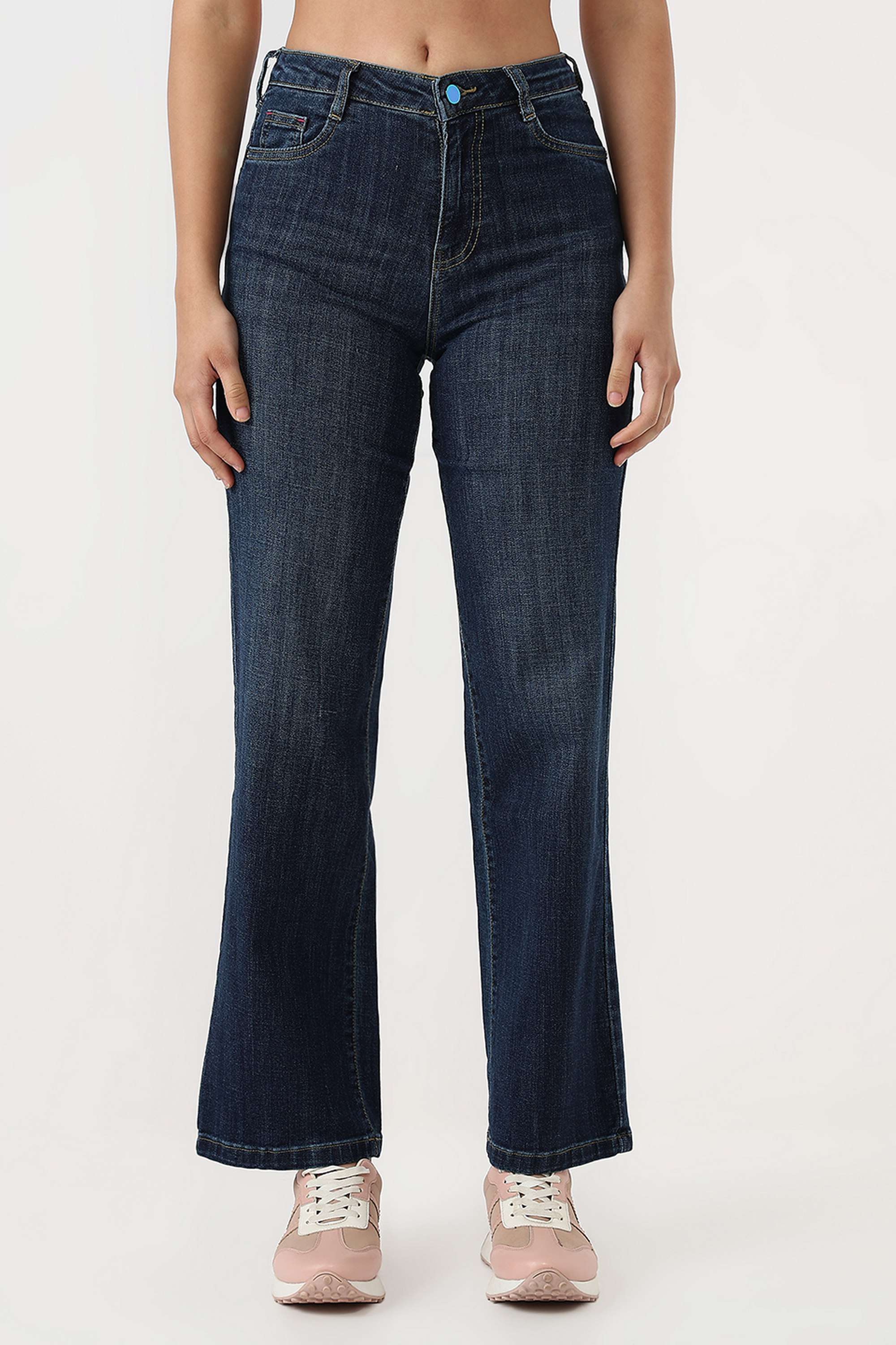 High-Rise-Blended-Fabric-Straight-Fit-Women-s-Jeans