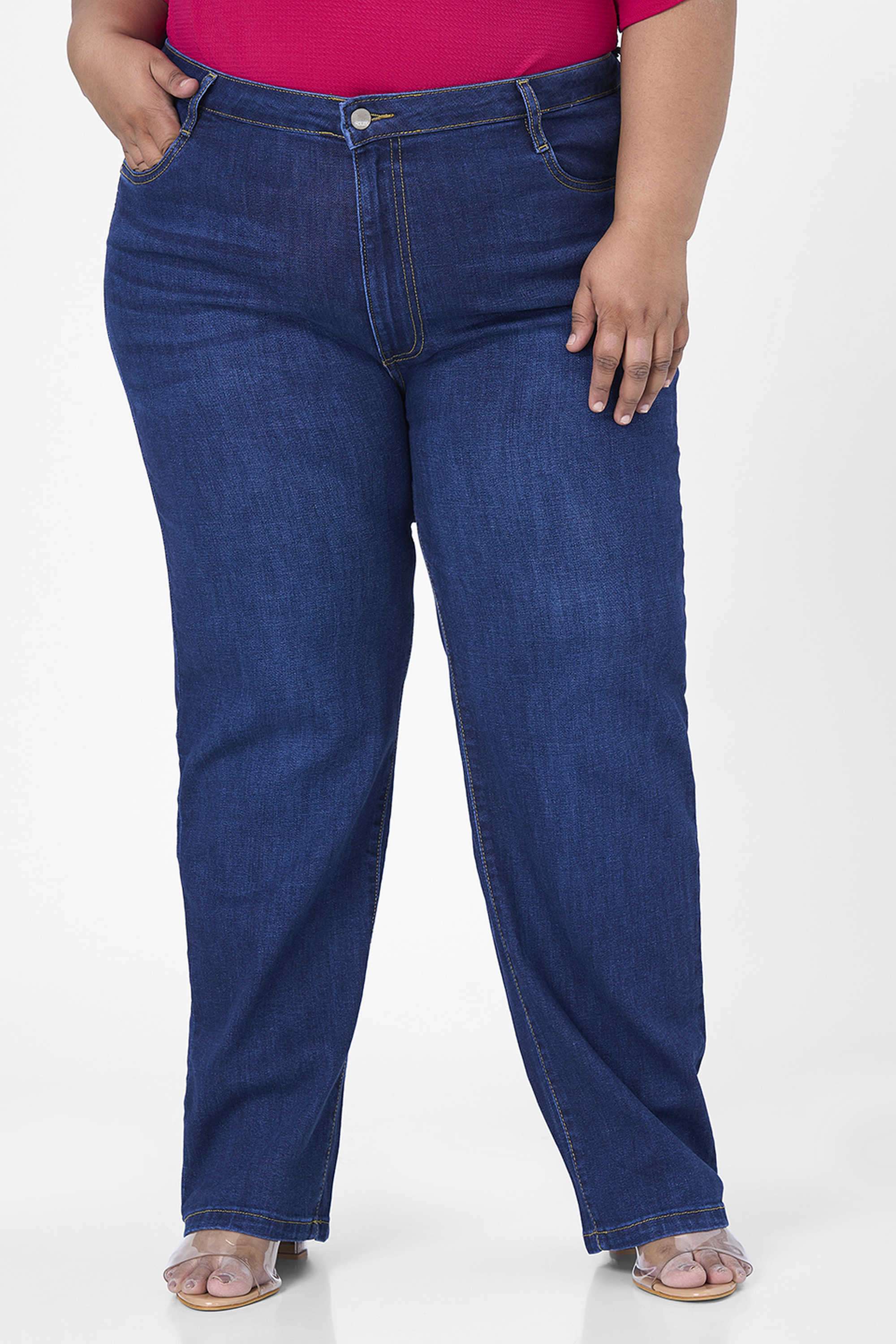High-Rise-Blended-Fabric-Straight-Fit-Women-s-Jeans