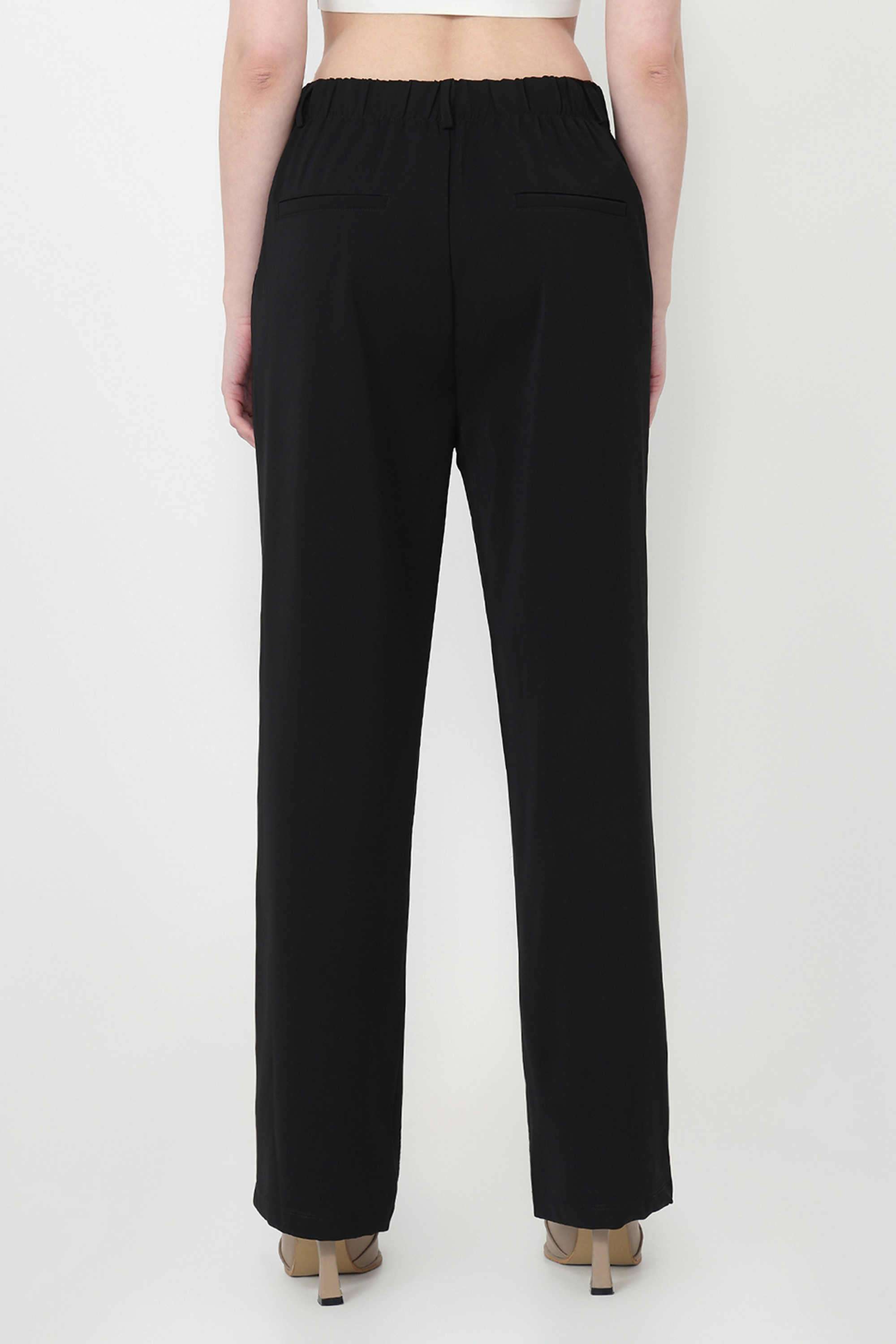 Solid-Relaxed-Fit-Blended-Fabric-Women-s-Casual-Wear-Trousers