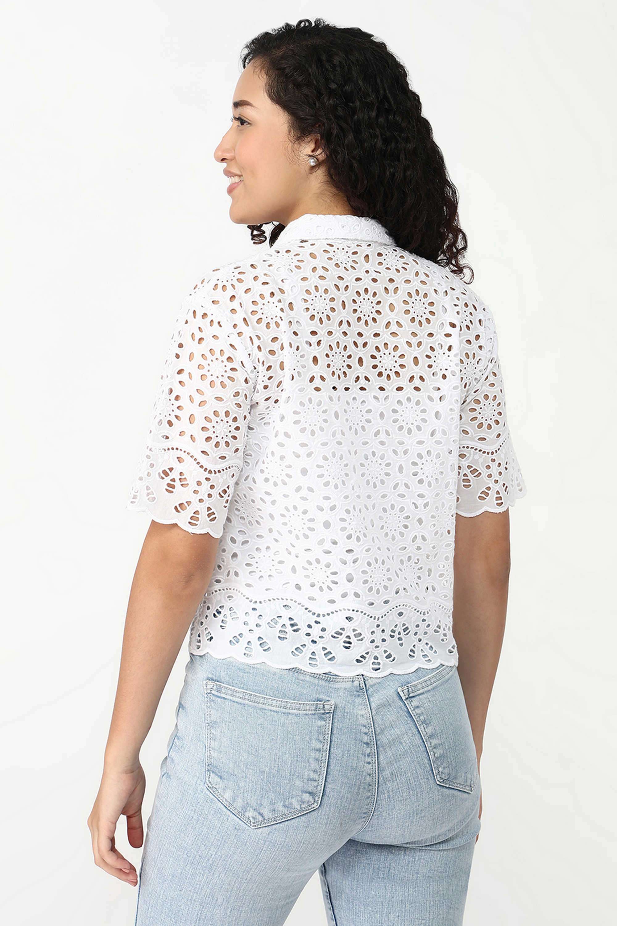 Schiffli-Collared-Cotton-Women-s-Casual-Wear-Shirt