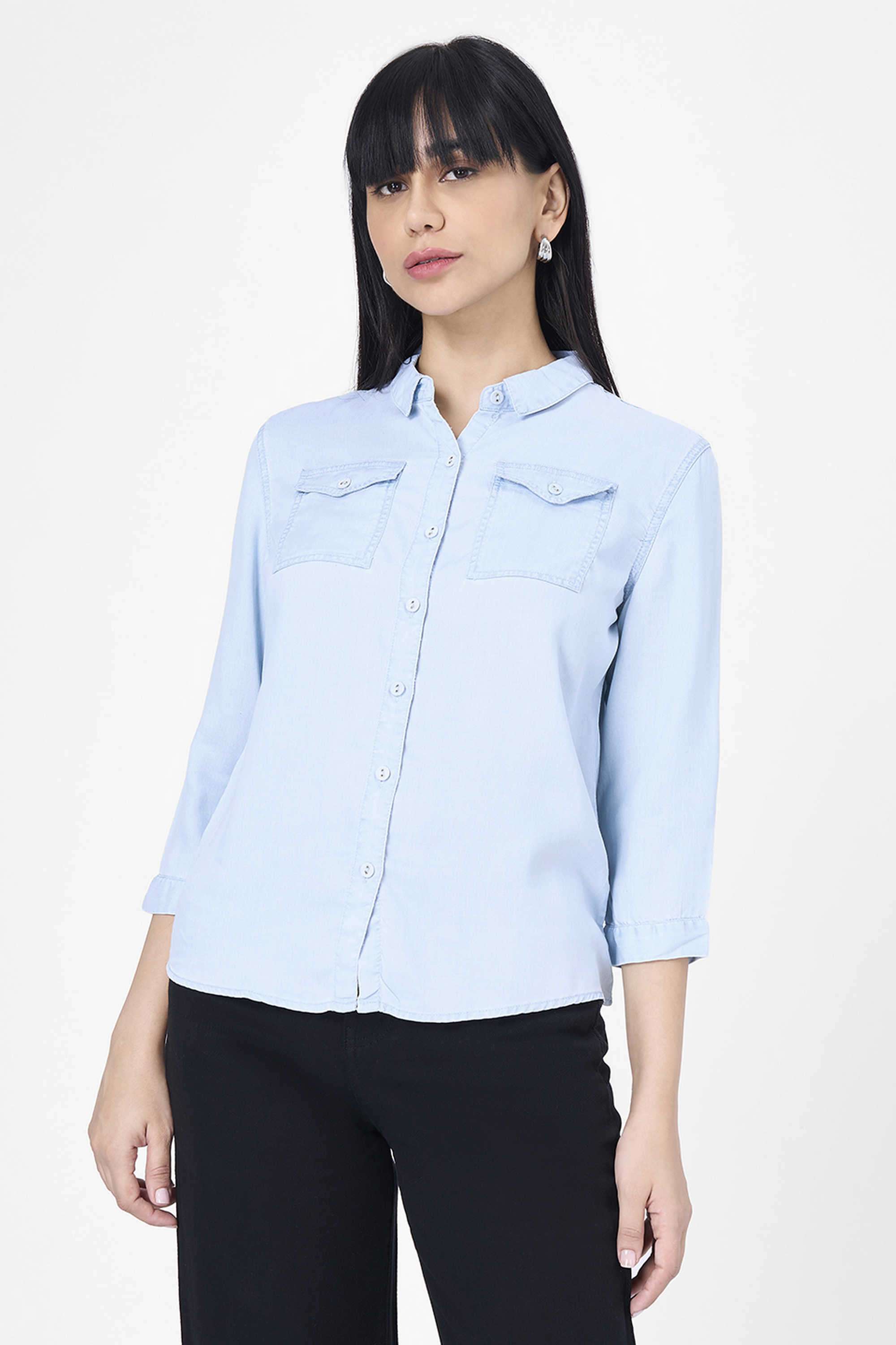 Solid-Collared-Modal-Women-s-Casual-Wear-Shirt