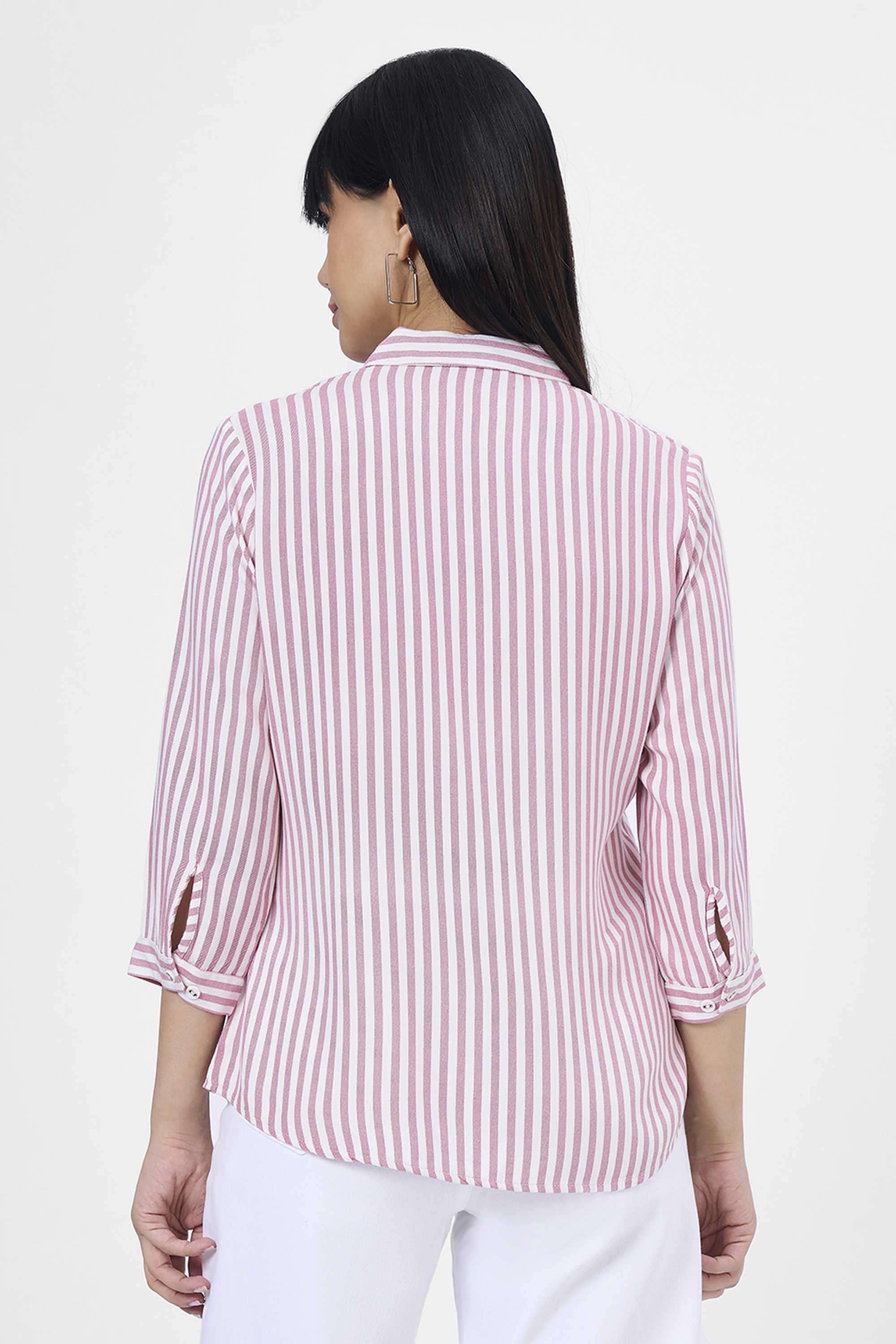 Stripes-Collared-Rayon-Women-s-Casual-Wear-Shirt
