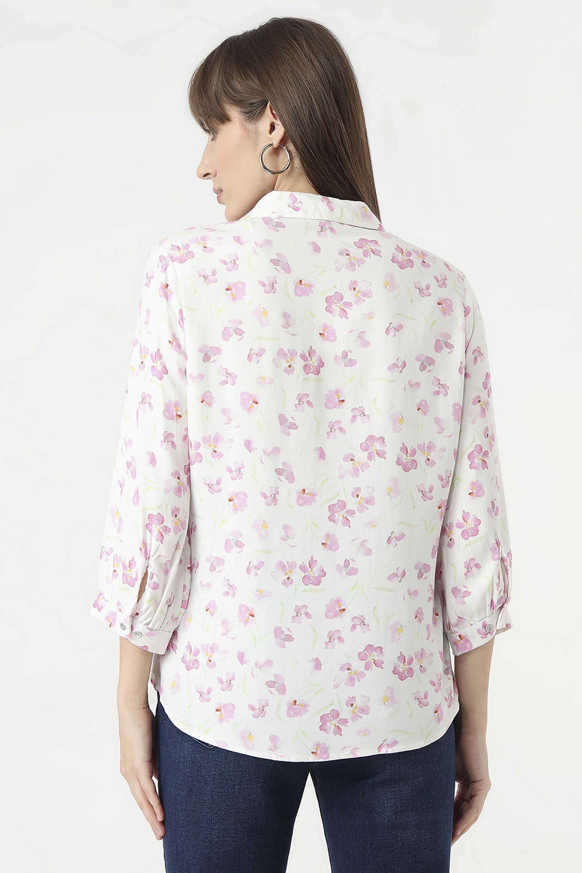Floral-Collared-Rayon-Women-s-Casual-Wear-Shirt