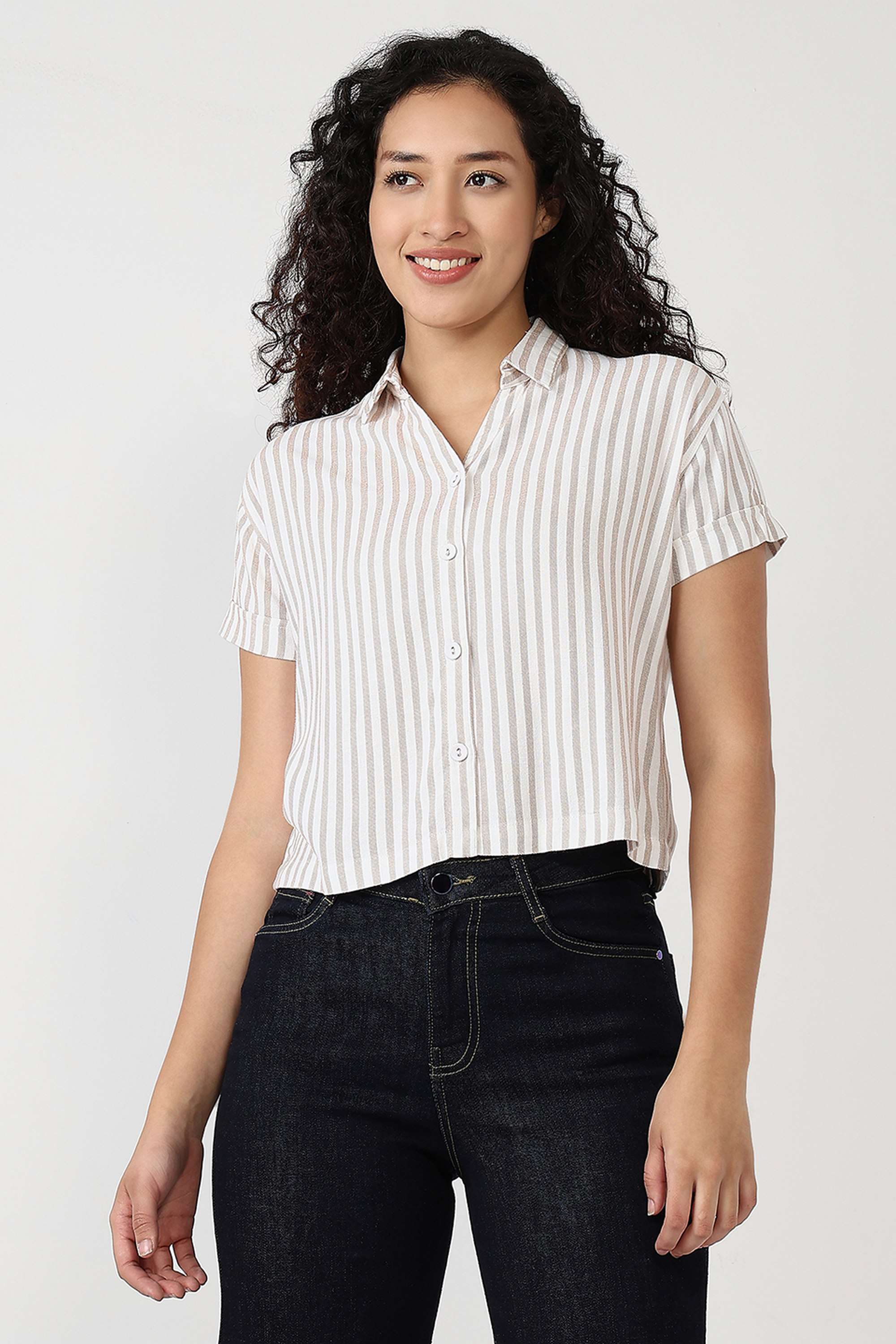 Stripes-Collared-Viscose-Women-s-Casual-Wear-Shirt