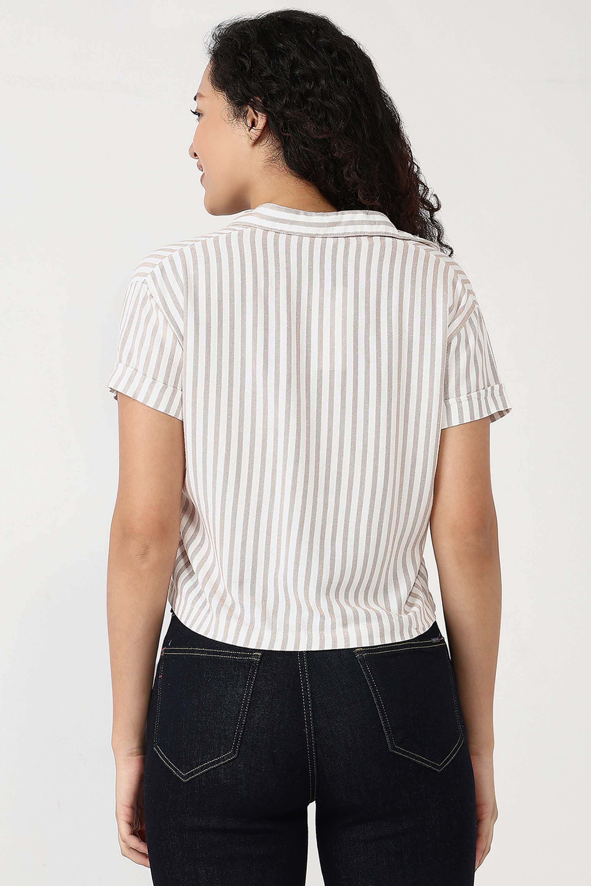 Stripes-Collared-Viscose-Women-s-Casual-Wear-Shirt
