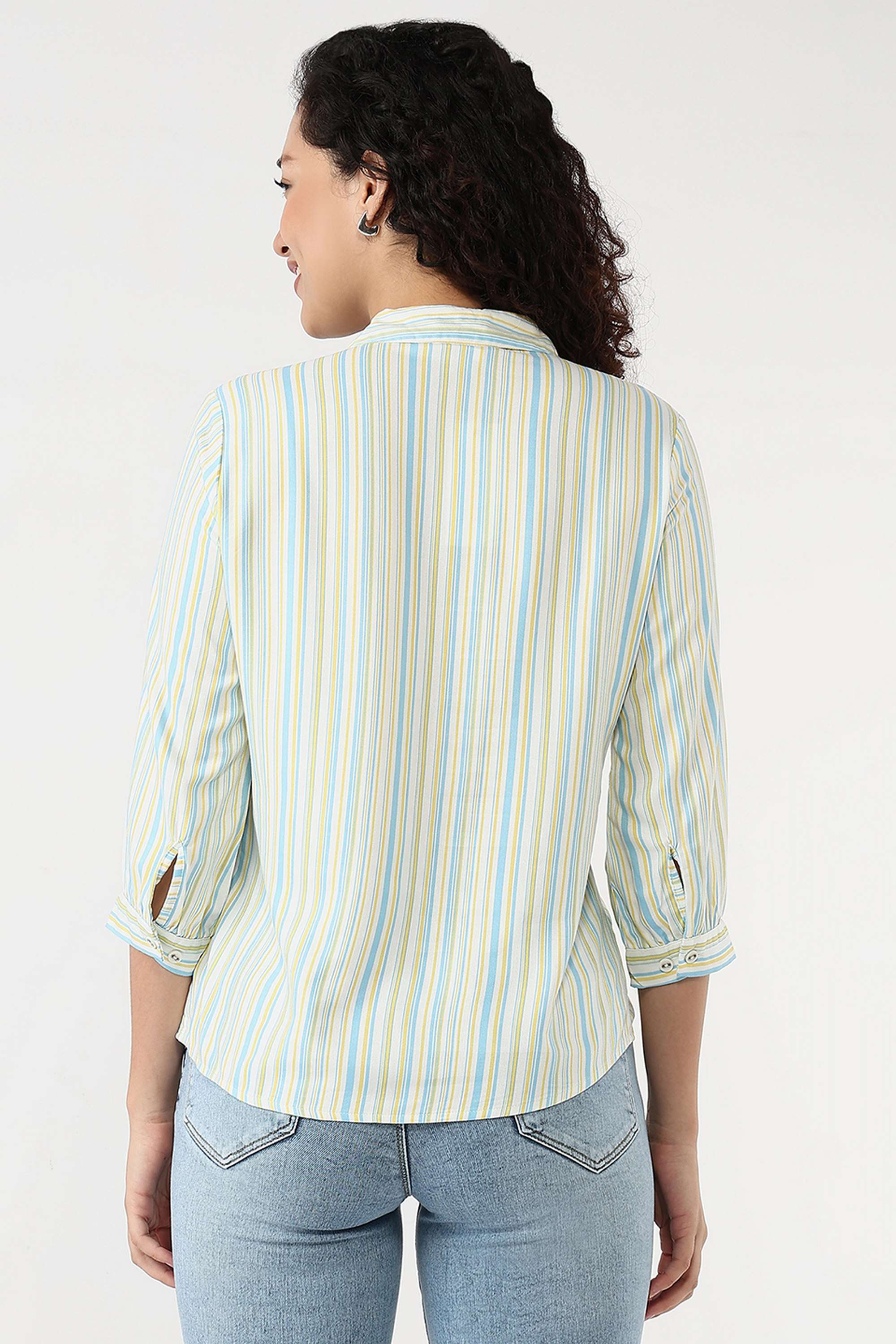 Stripes-Collared-Rayon-Women-s-Casual-Wear-Shirt