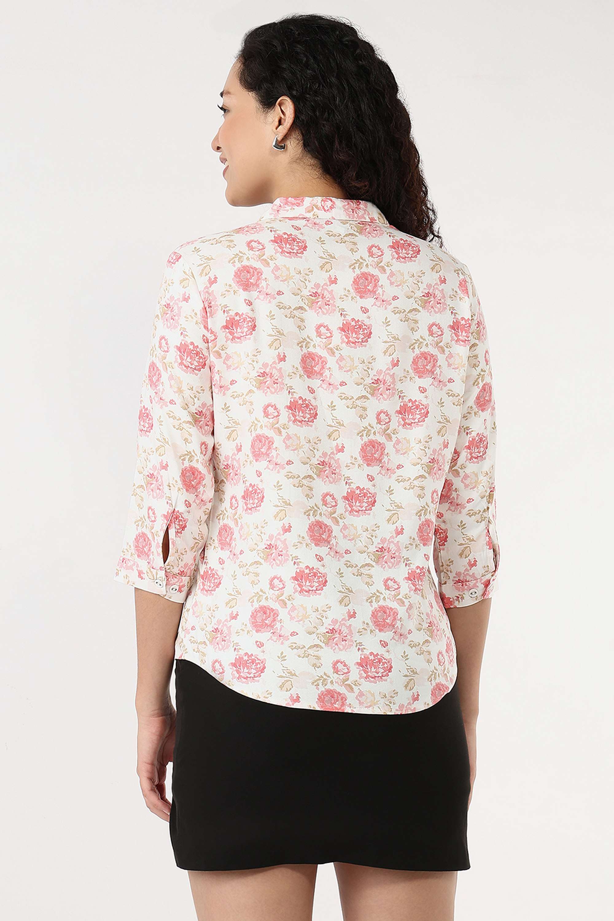 Floral-Collared-Rayon-Women-s-Casual-Wear-Shirt