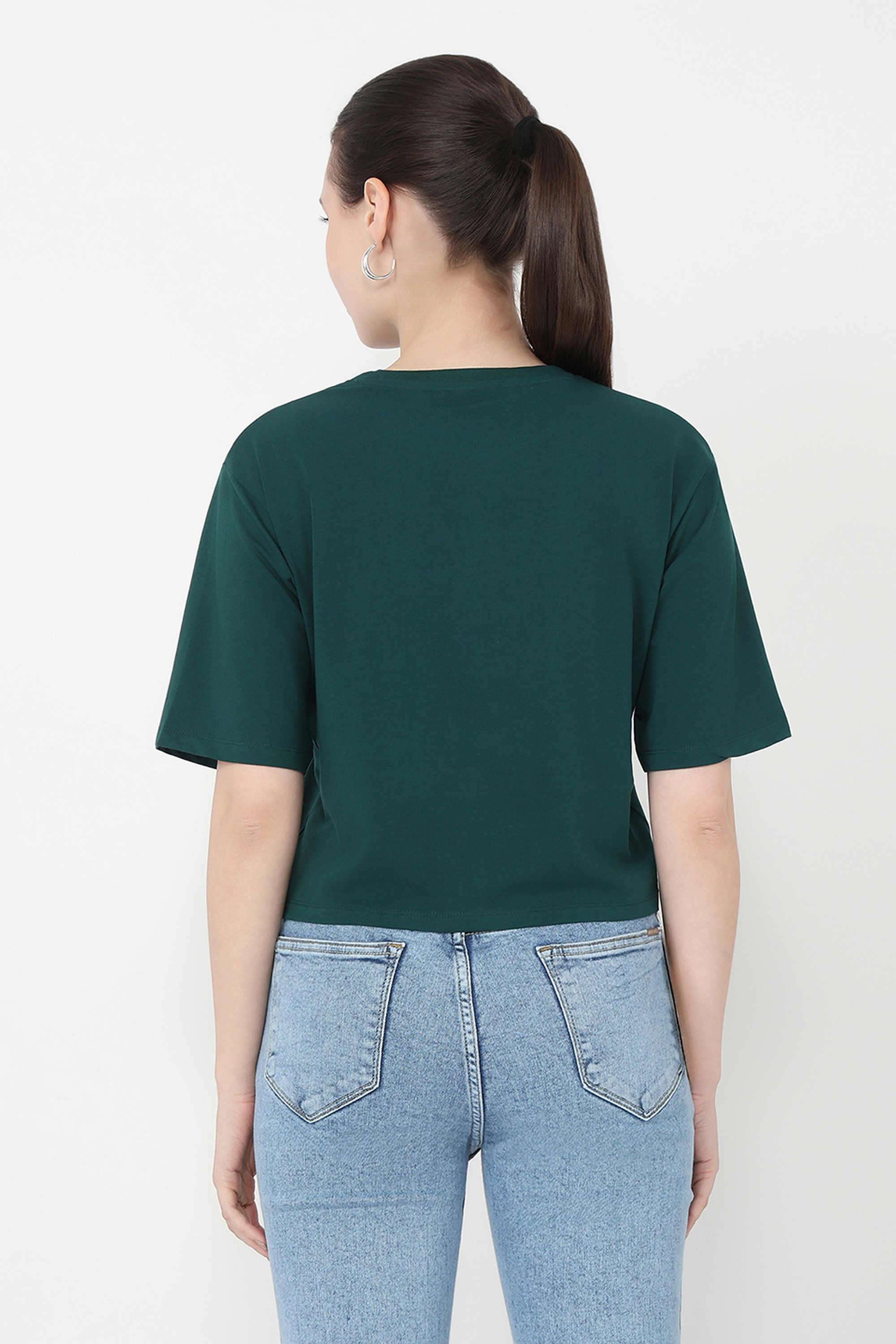 Graphic-Print-Blended-Fabric-Round-Neck-Women-s-T-Shirt