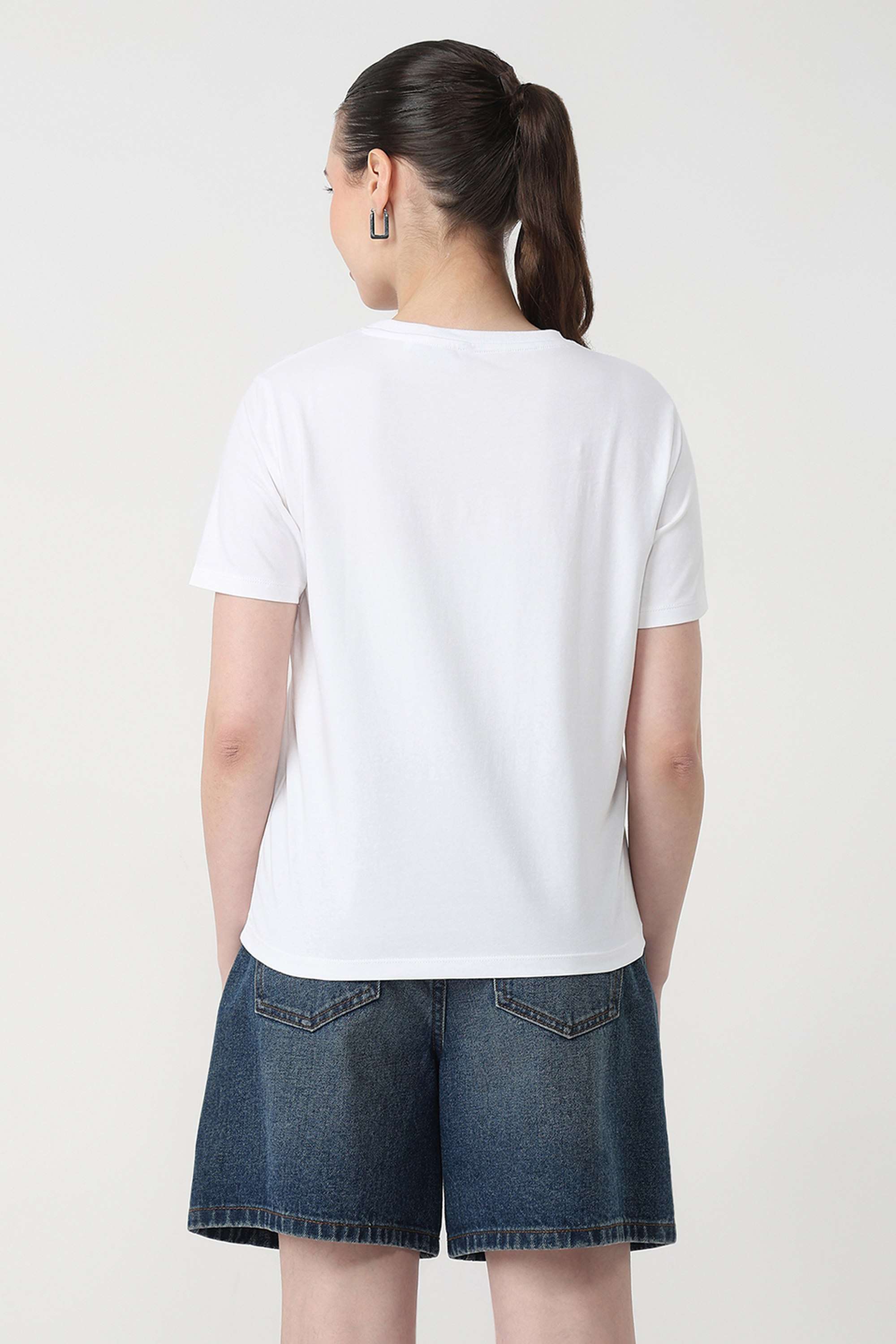 Graphic-Print-Blended-Fabric-Round-Neck-Women-s-T-Shirt