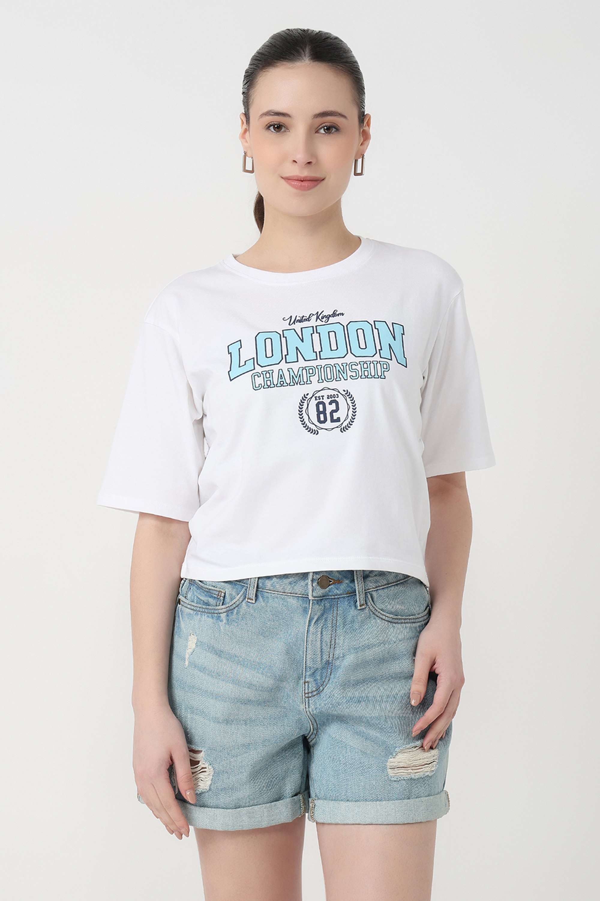 Graphic-Print-Blended-Fabric-Round-Neck-Women-s-T-Shirt