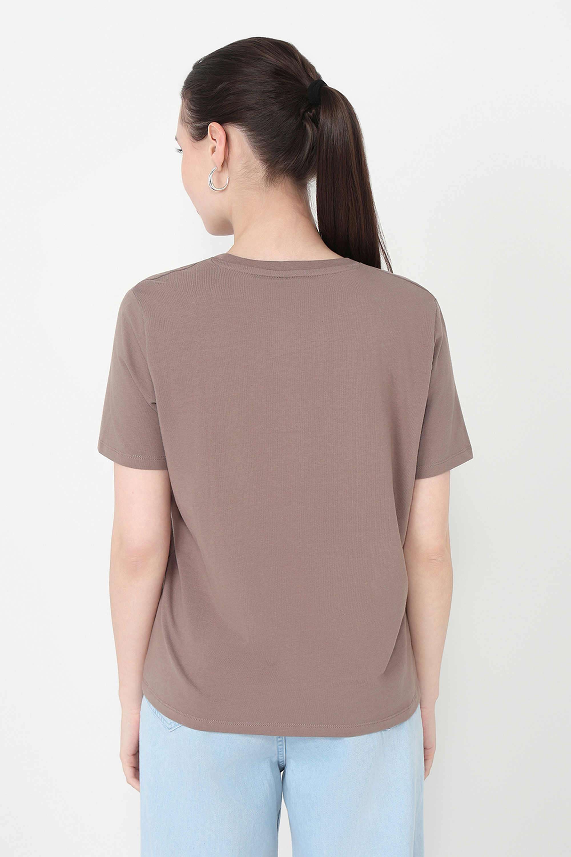 Graphic-Print-Blended-Fabric-Round-Neck-Women-s-T-Shirt