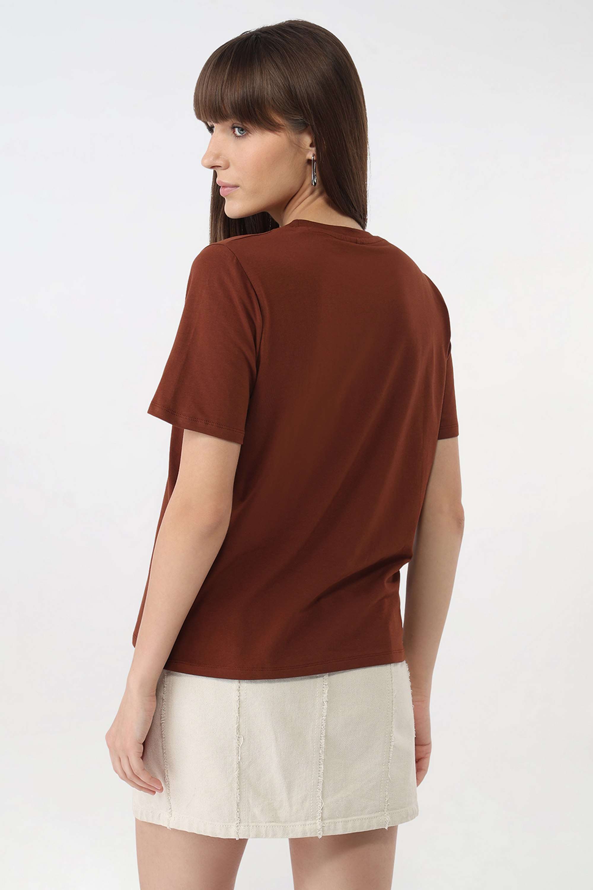 Graphic-Print-Blended-Fabric-Round-Neck-Women-s-T-Shirt