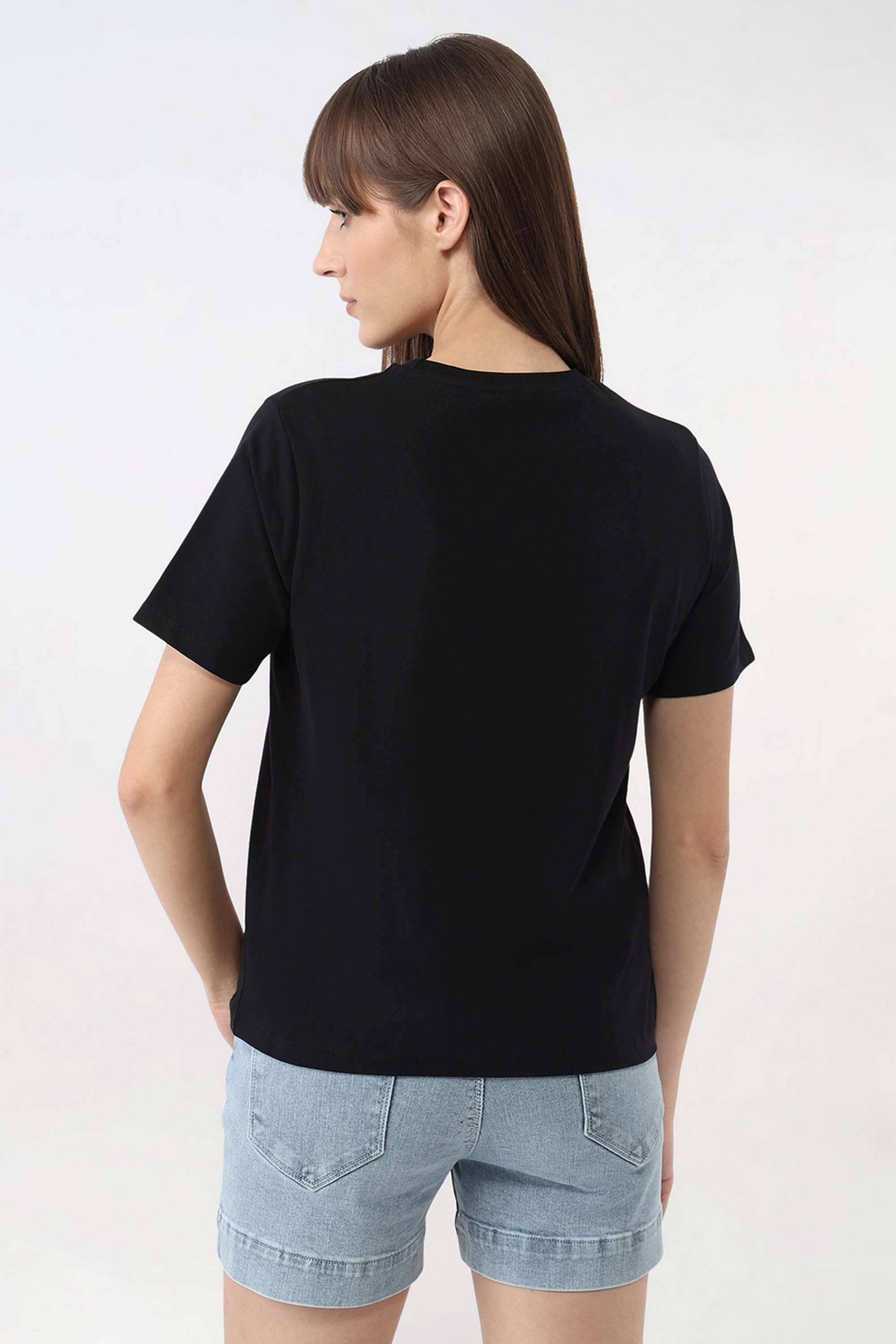 Graphic-Print-Blended-Fabric-Round-Neck-Women-s-T-Shirt