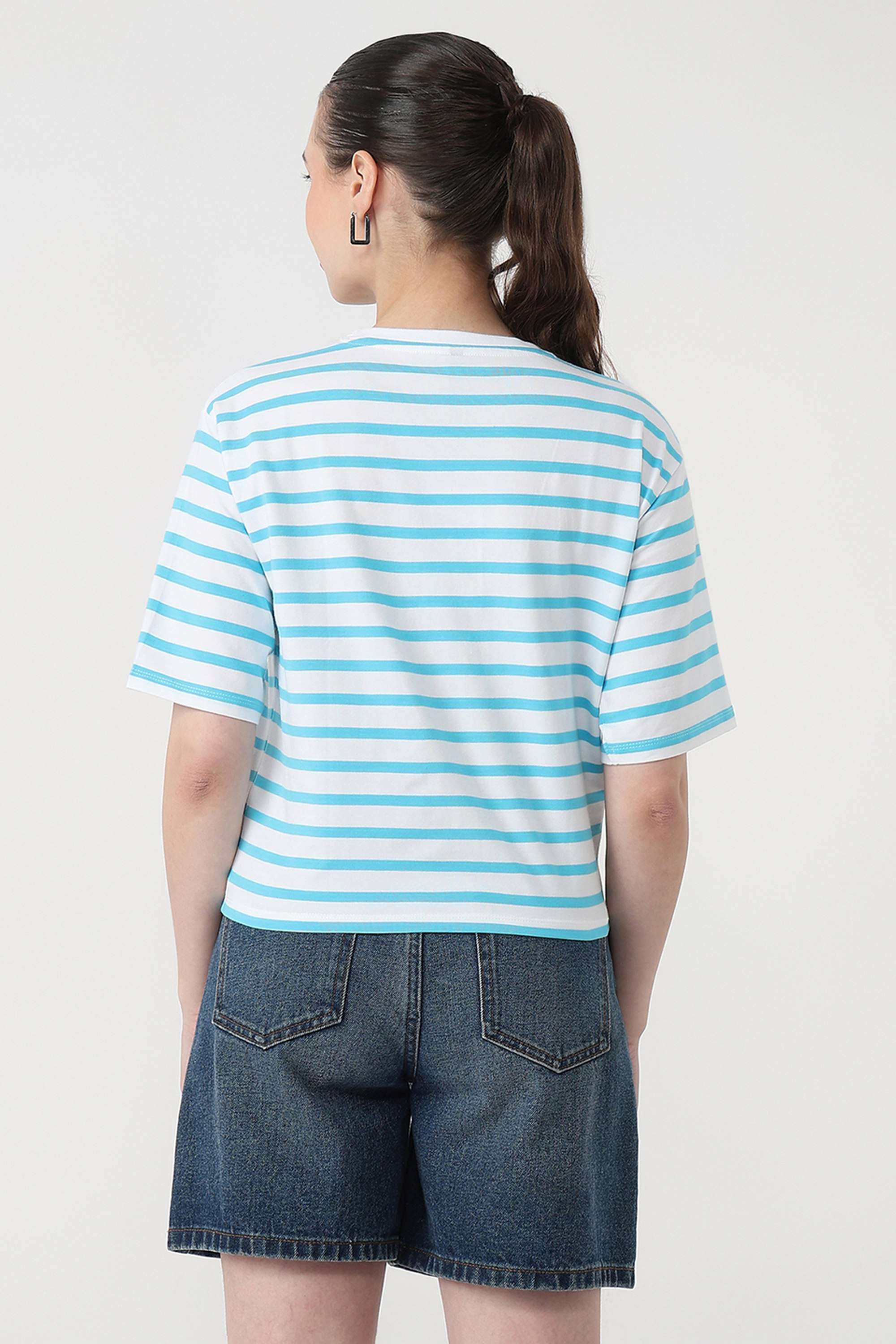 Graphic-Print-Blended-Fabric-Round-Neck-Women-s-T-Shirt