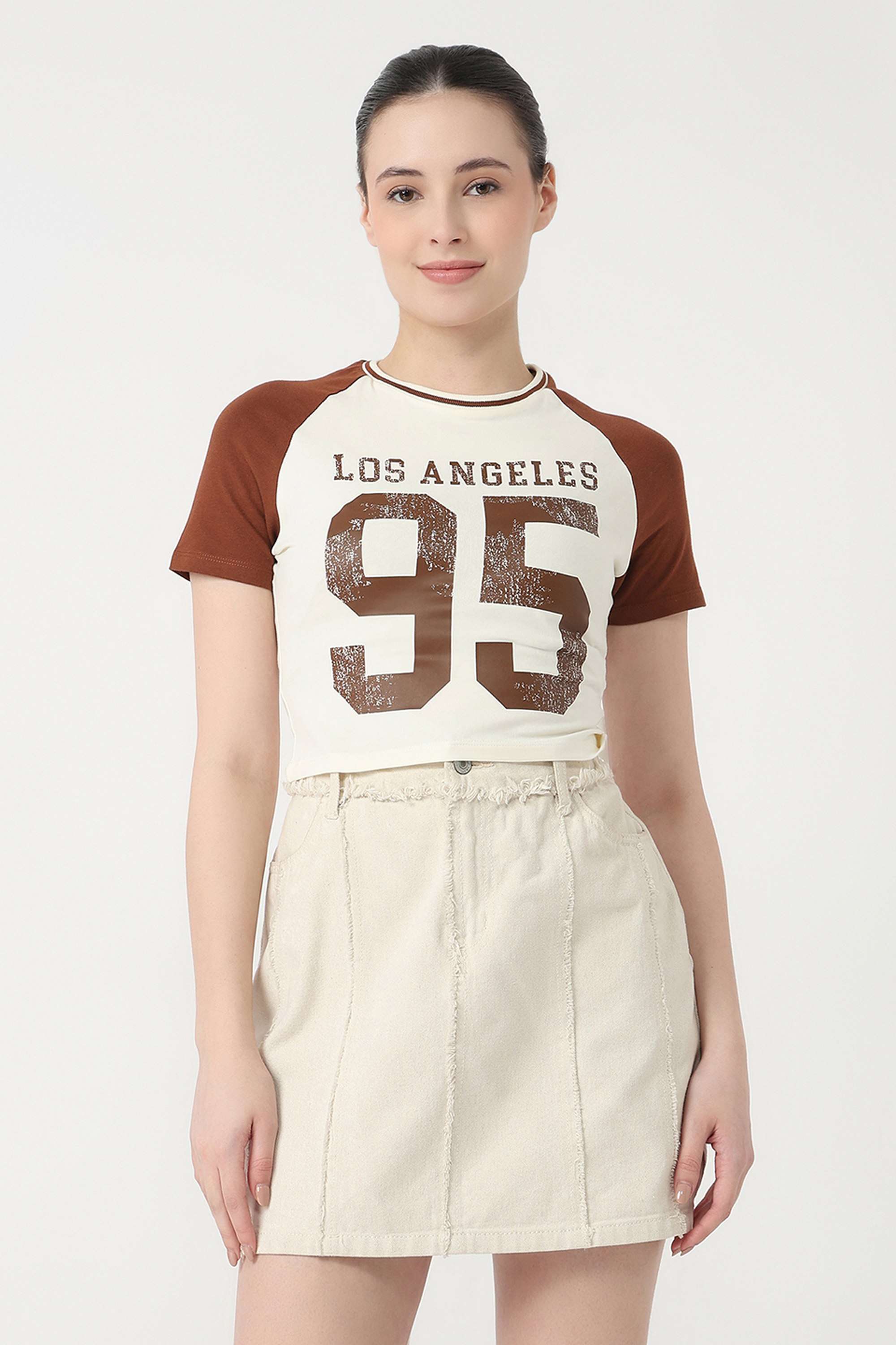 Graphic-Print-Blended-Fabric-Round-Neck-Women-s-T-Shirt