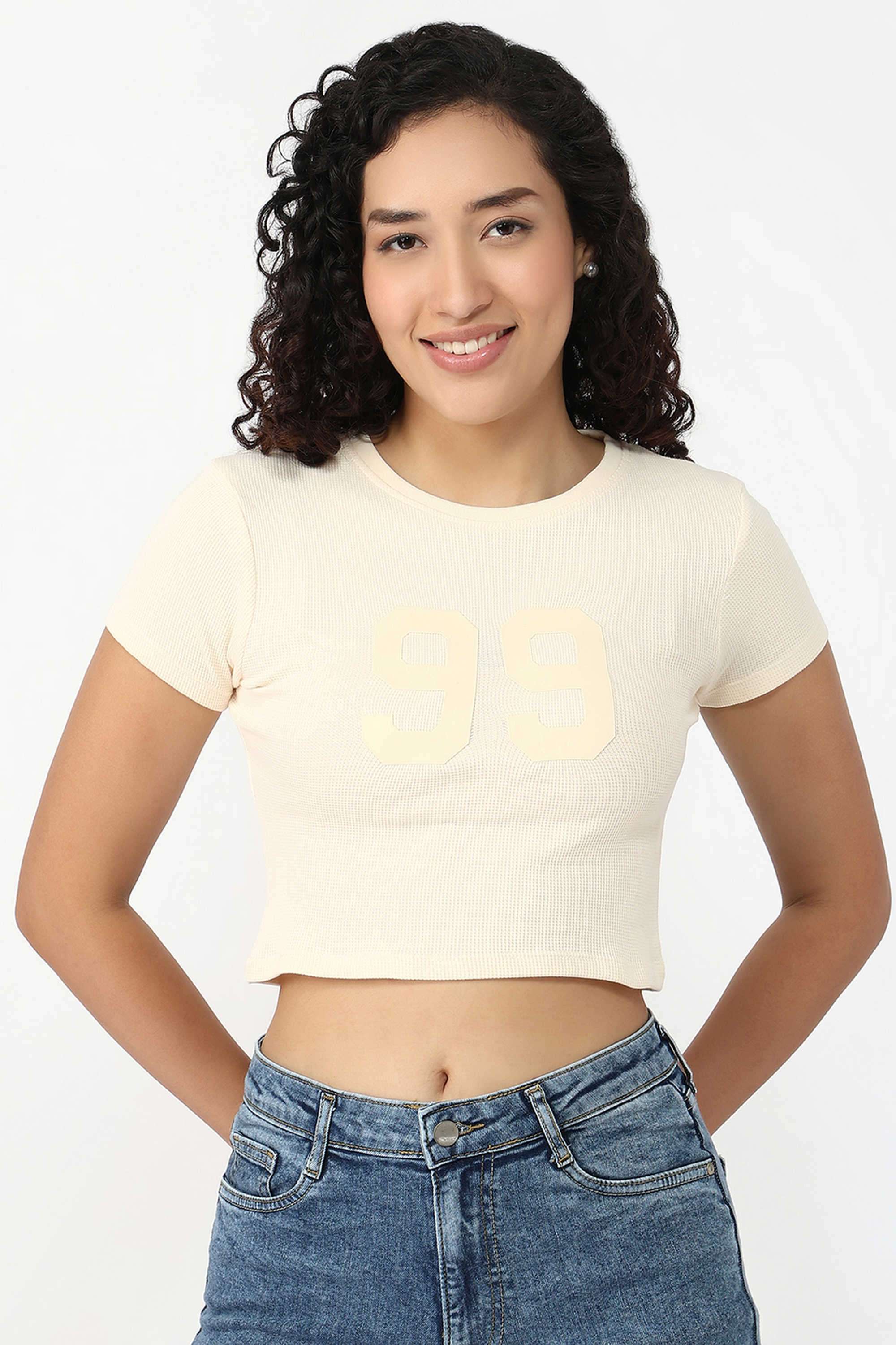 Solid-Cotton-Round-Neck-Women-s-T-Shirt