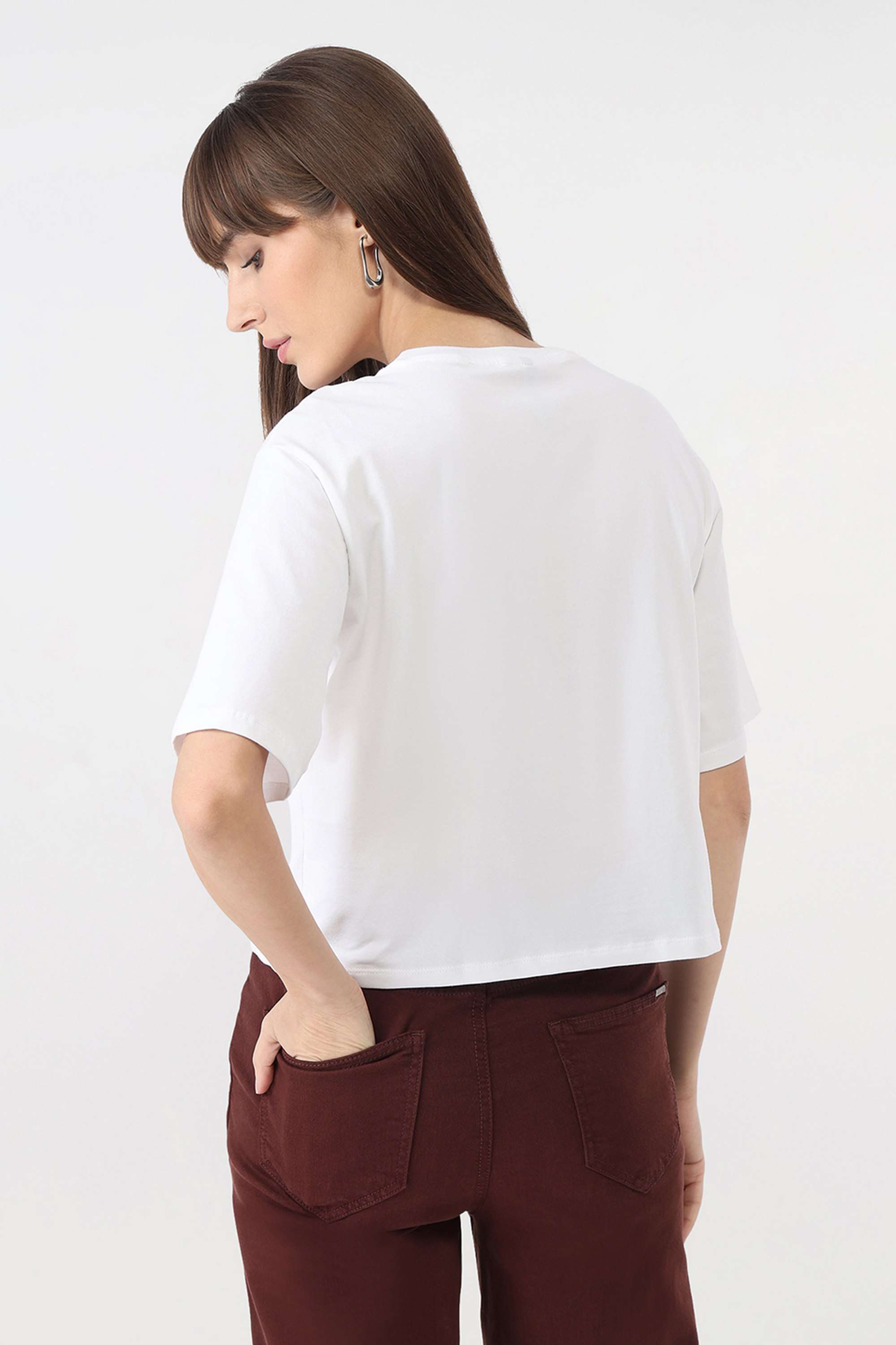 Graphic-Print-Blended-Fabric-Round-Neck-Women-s-T-Shirt