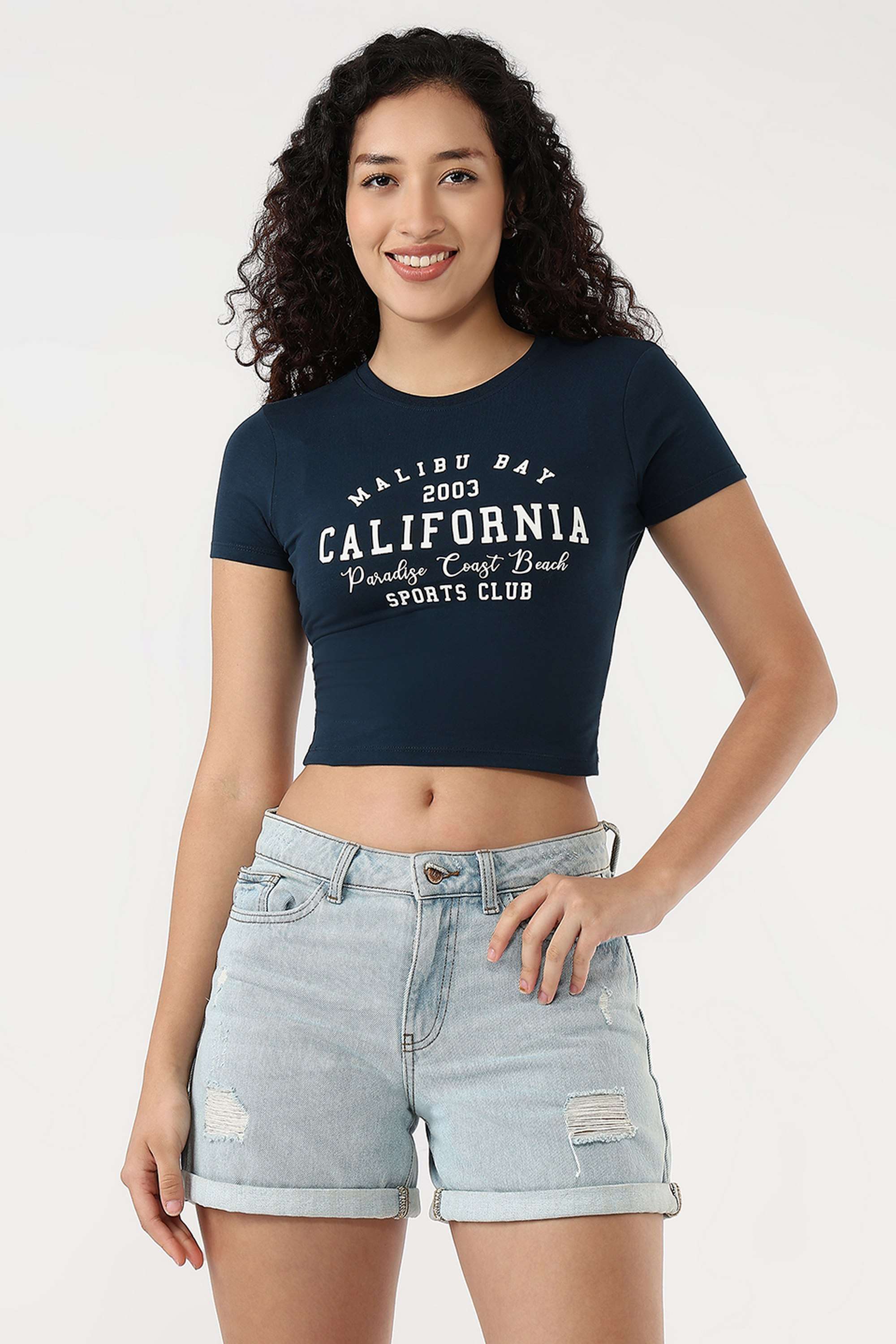 Graphic-Print-Blended-Fabric-Round-Neck-Women-s-T-Shirt