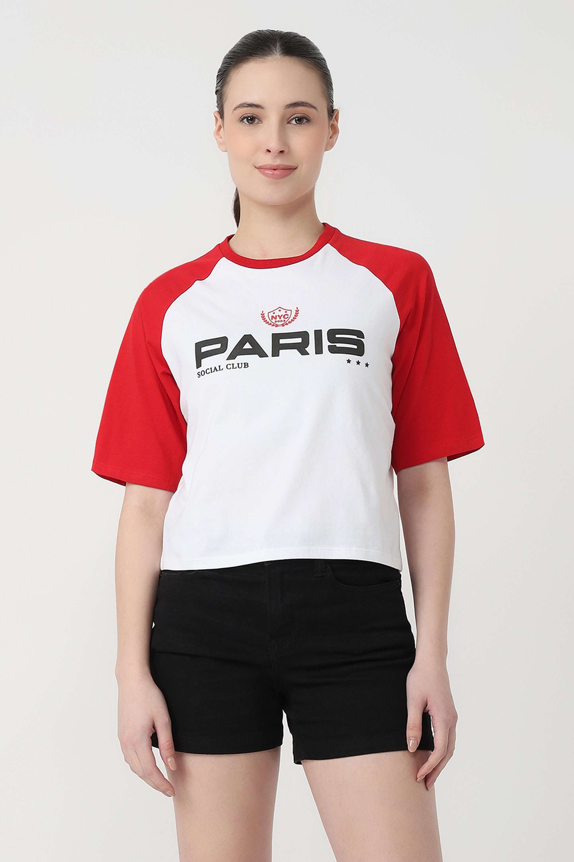 Graphic-Print-Blended-Fabric-Round-Neck-Women-s-T-Shirt