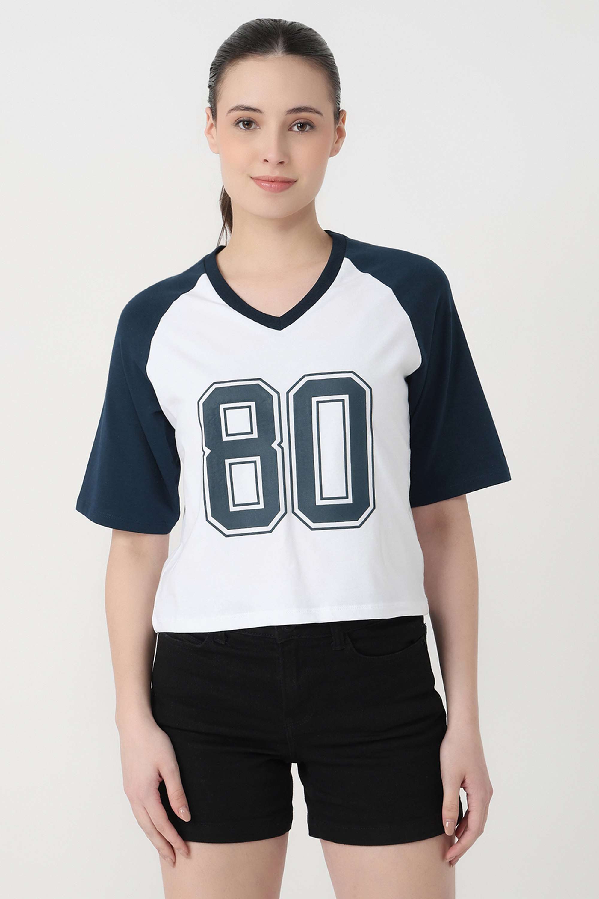 Graphic-Print-Blended-Fabric-Round-Neck-Women-s-T-Shirt