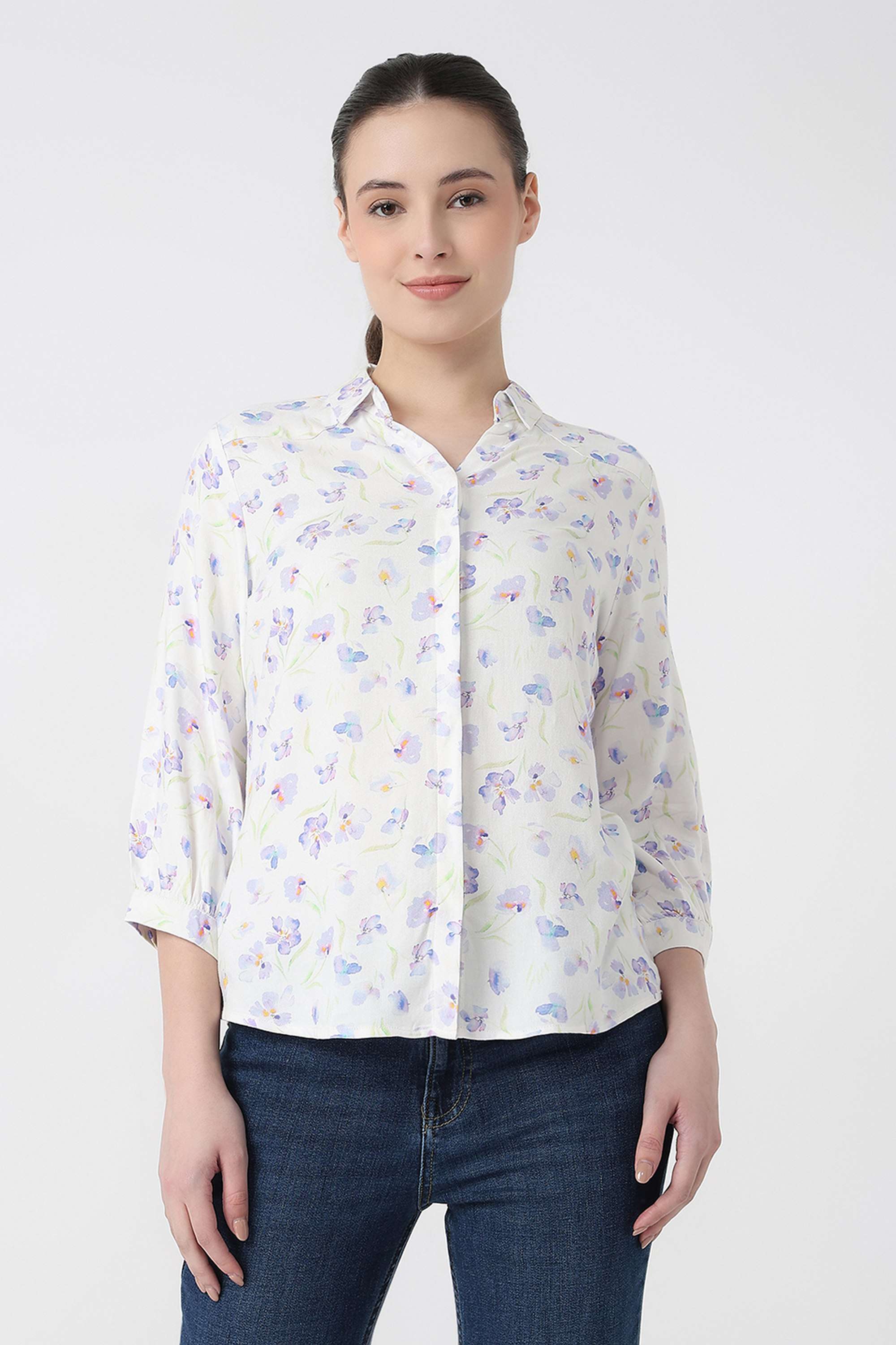 Floral-Rayon-Collared-Women-s-Shirt