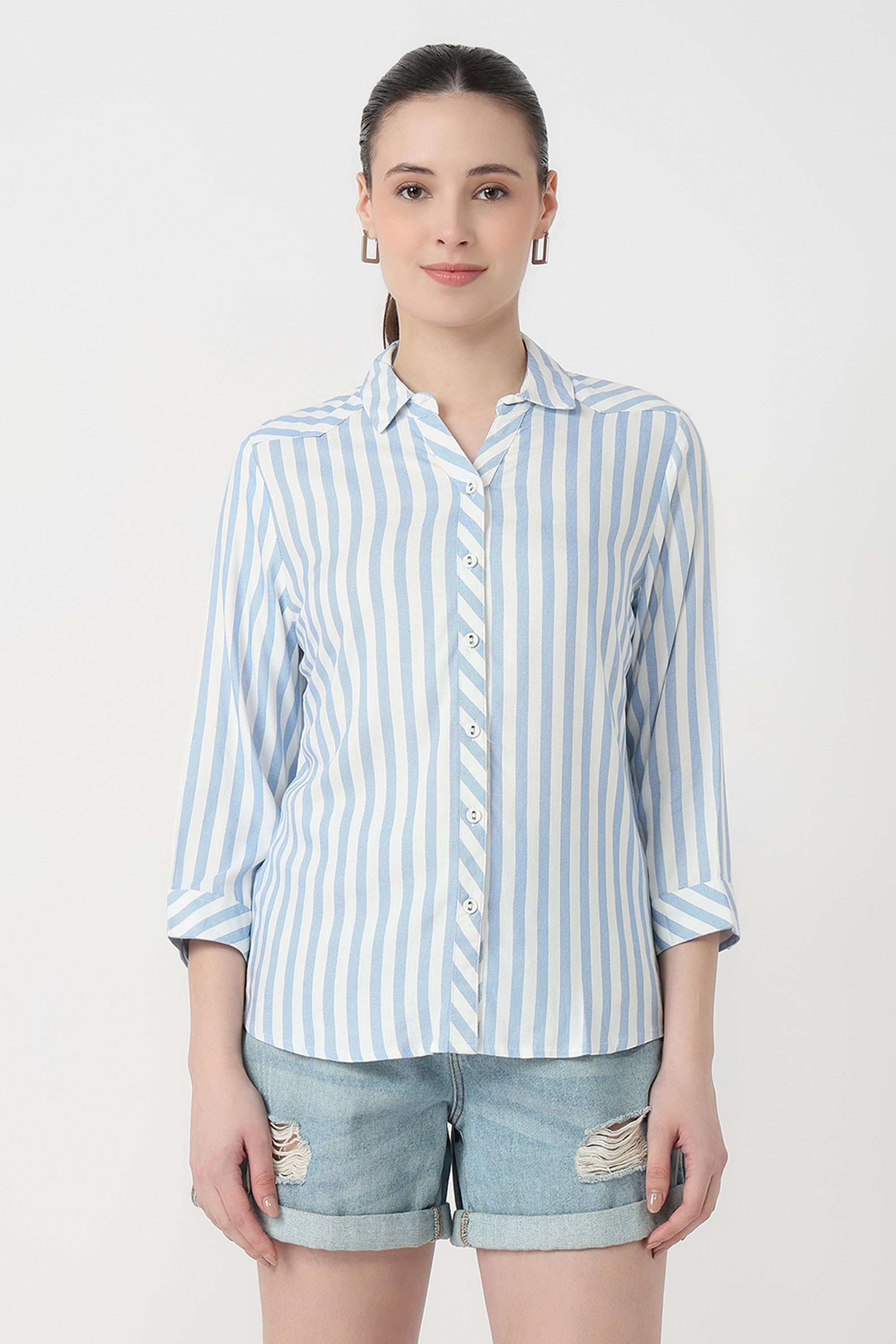 Stripes-Rayon-Collared-Women-s-Shirt