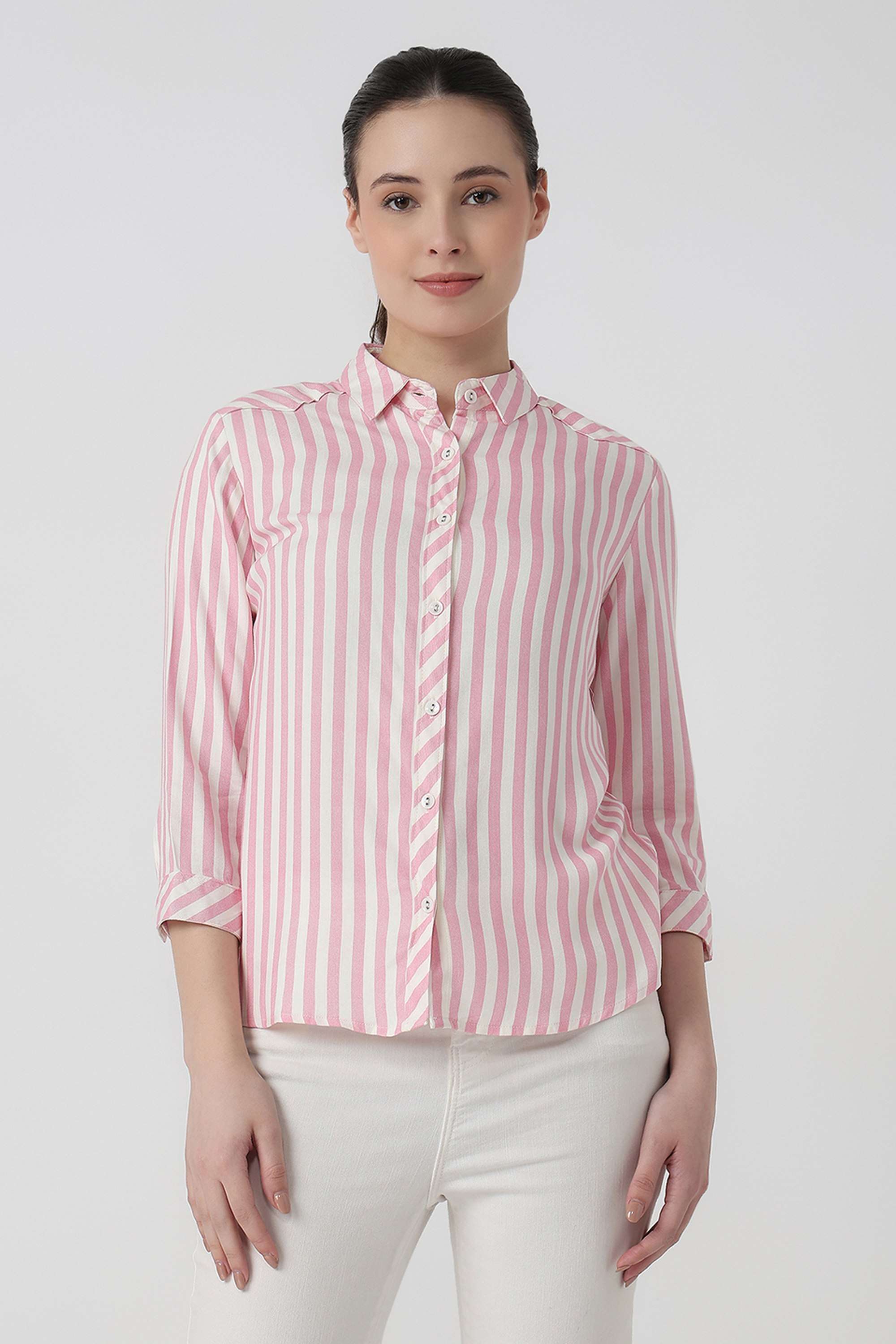 Stripes-Rayon-Collared-Women-s-Shirt
