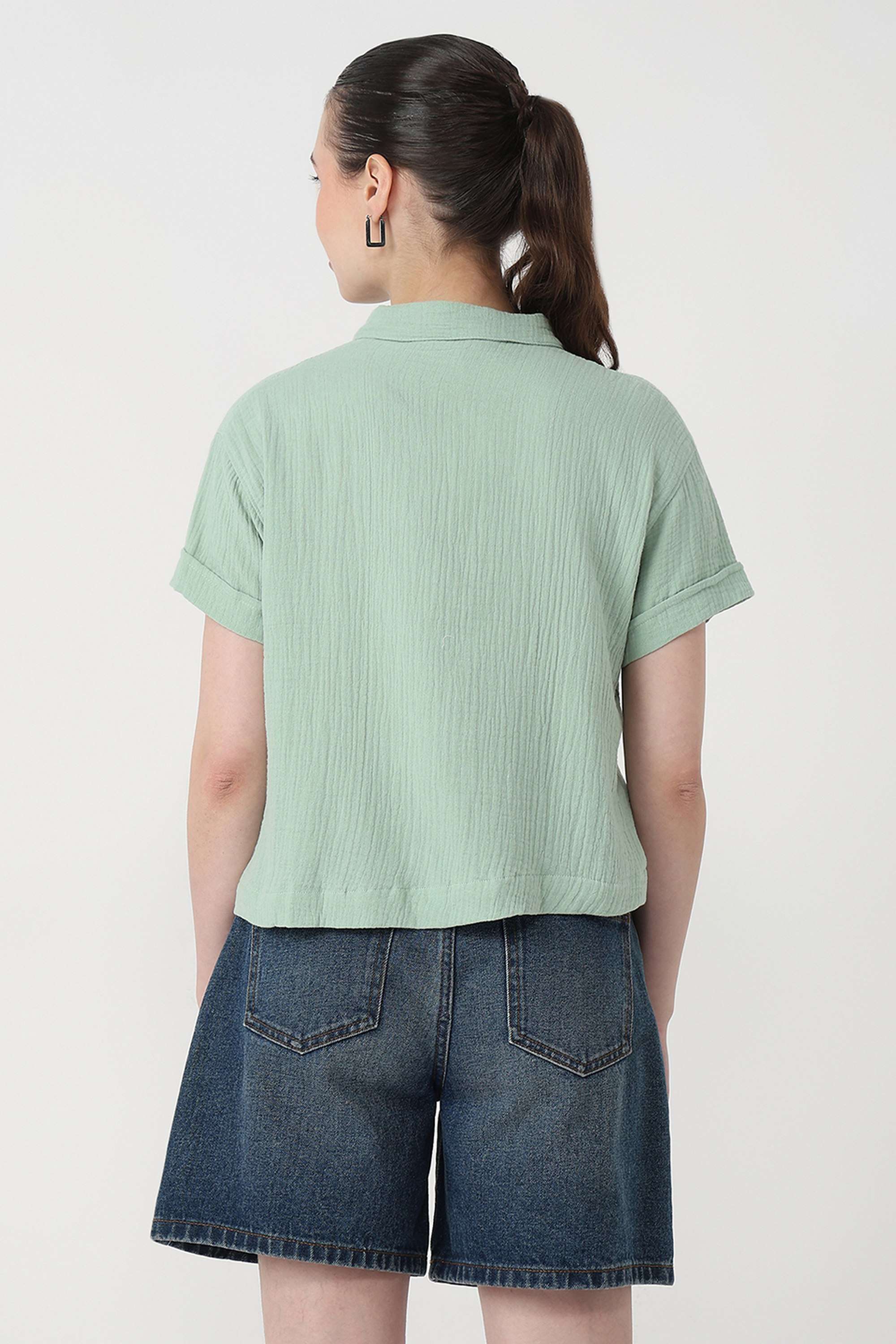 Solid-Cotton-Collared-Women-s-Shirt