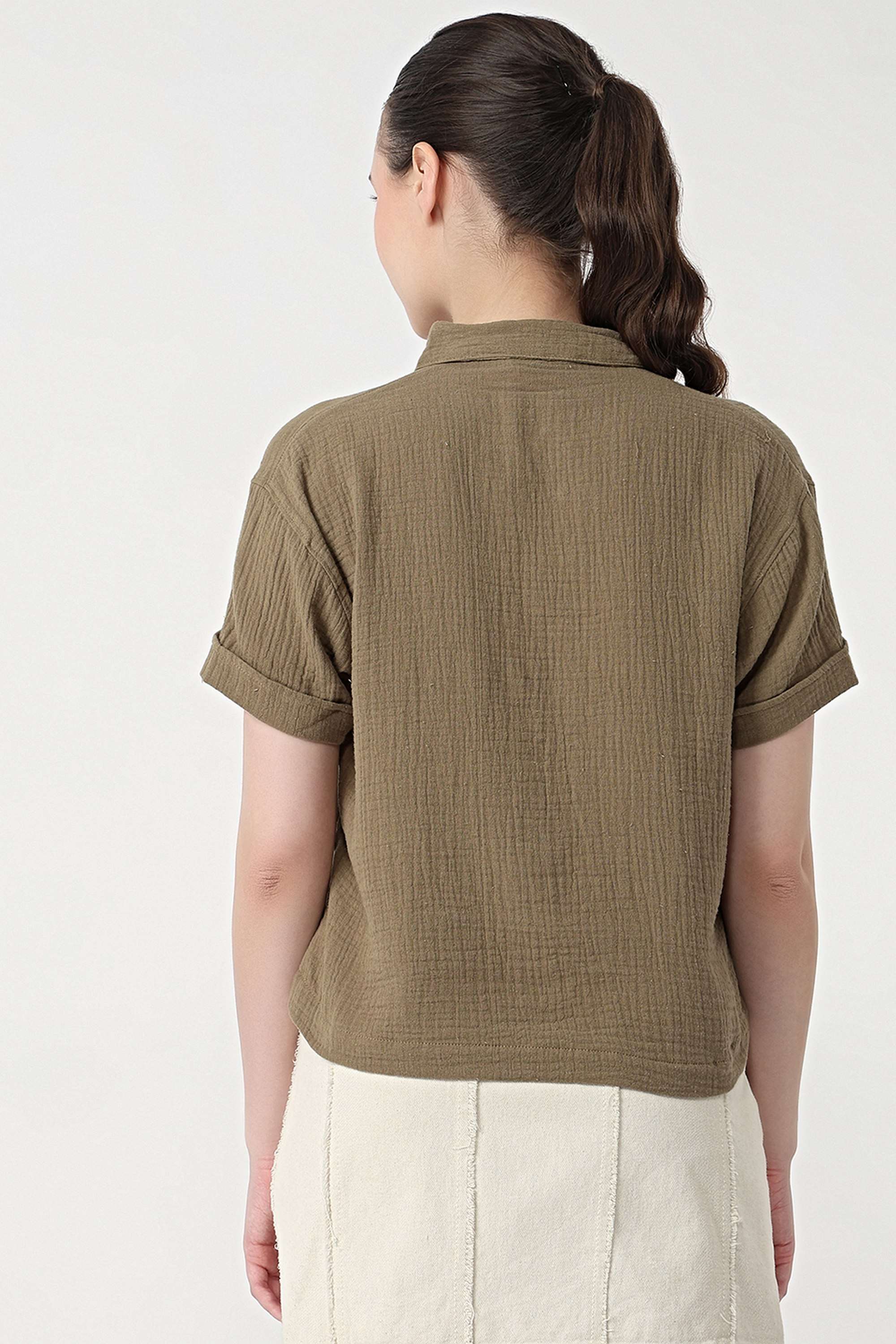 Solid-Cotton-Collared-Women-s-Shirt